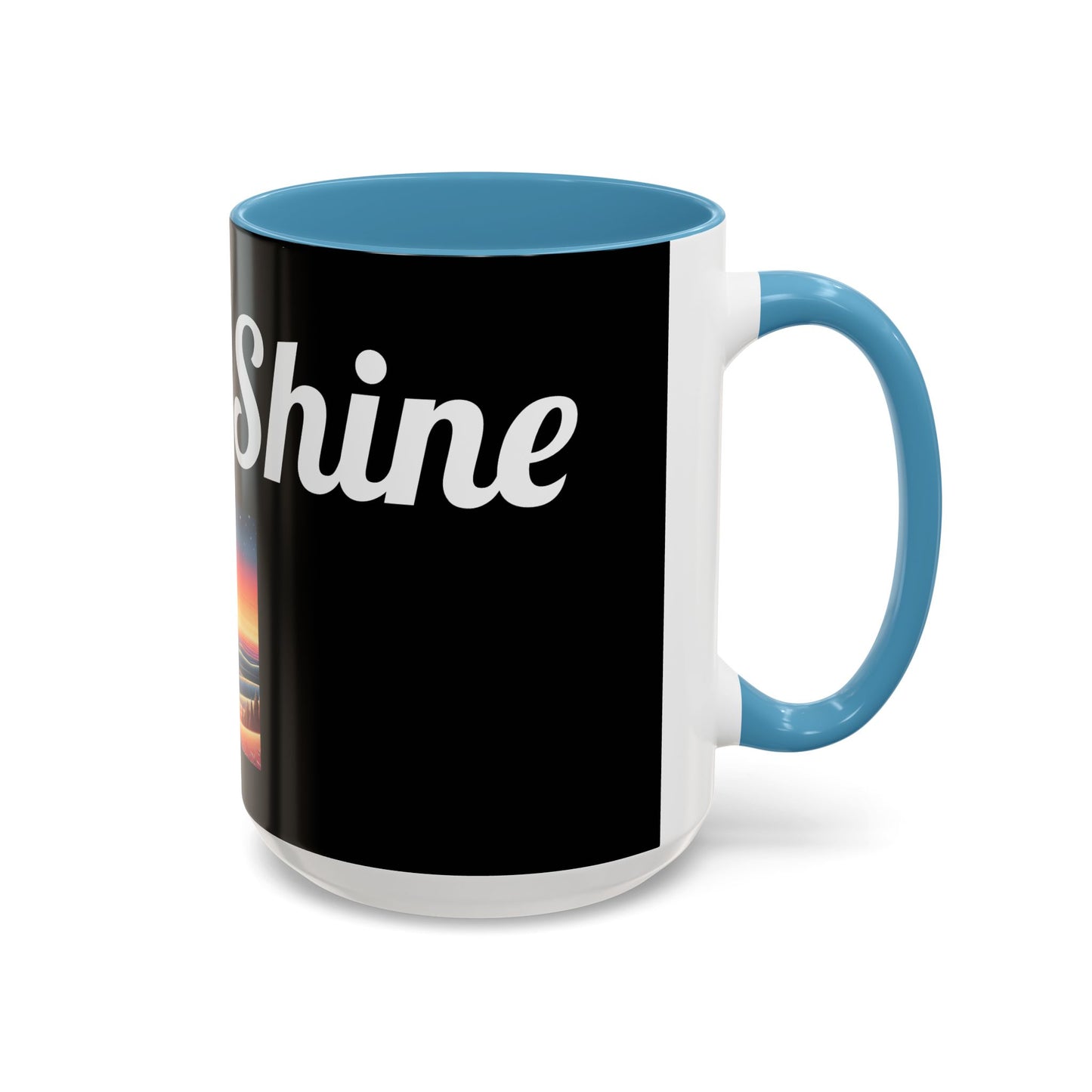 Rise & Shine Accent Coffee Mug - Motivational Black Mug for Morning Boost