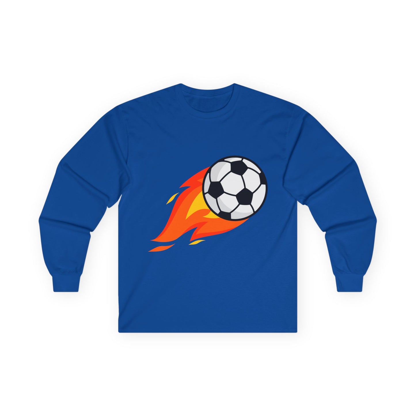 Flaming Soccer Ball Long Sleeve Tee - Sports Lovers Shirt