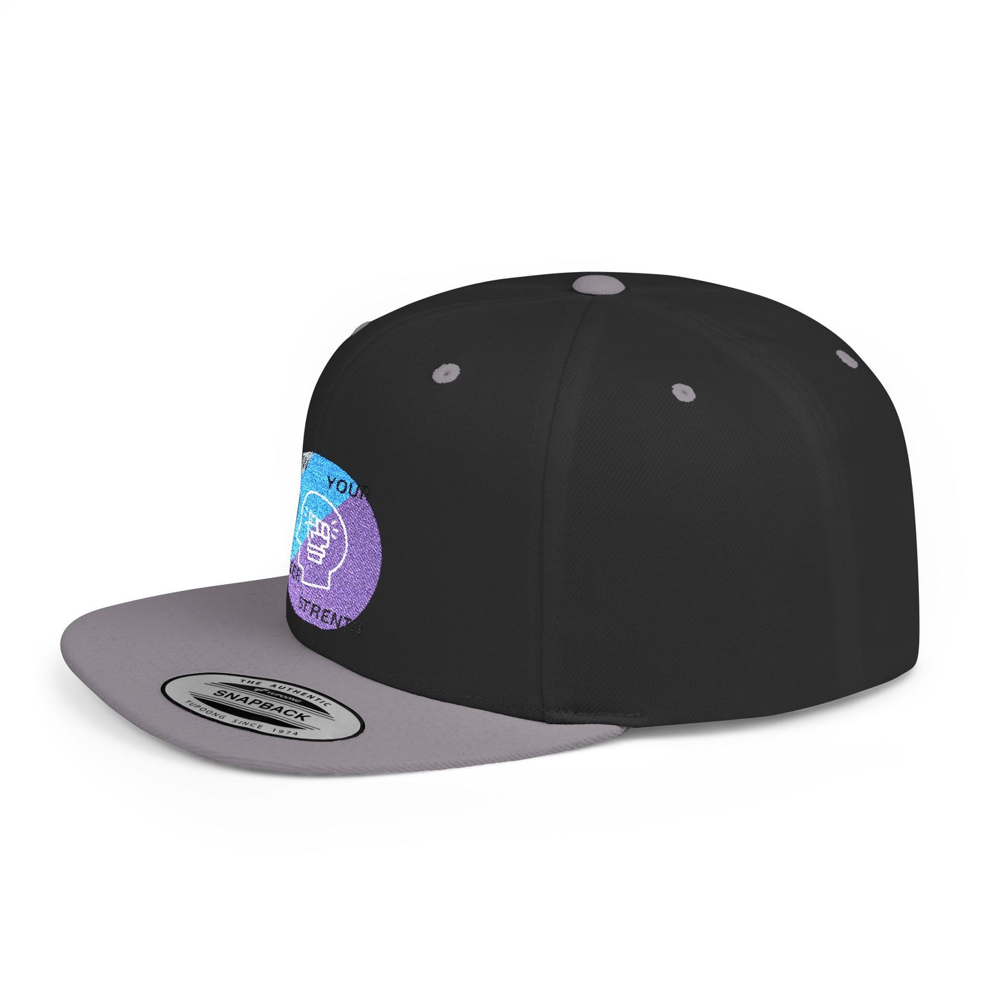 Shop the Motivational Strength Snapback – flat bill adjustable hat for men & women. Perfect streetwear and inspirational gift.