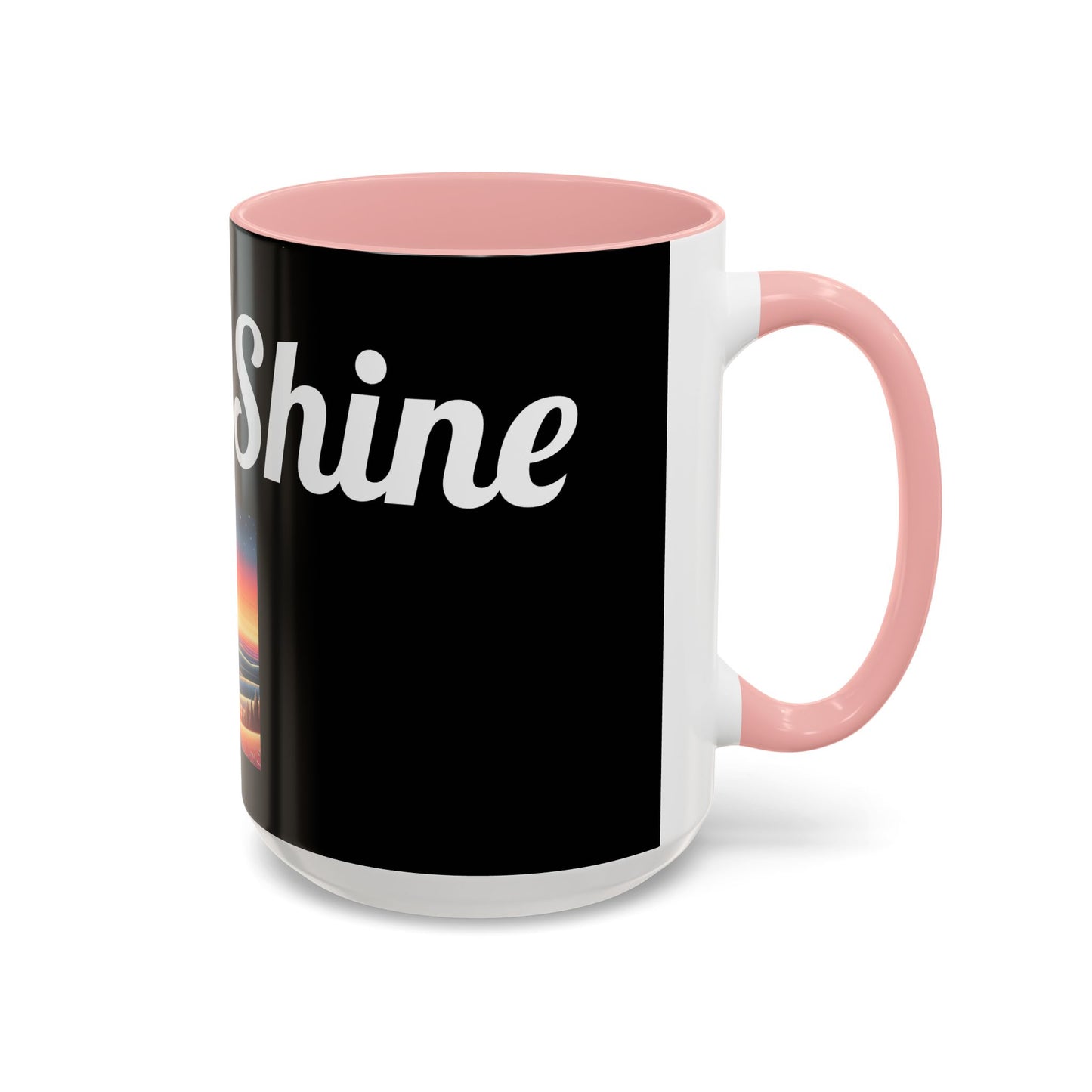 Rise & Shine Accent Coffee Mug - Motivational Black Mug for Morning Boost