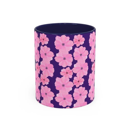 Chic Floral Coffee Mug - Pink Blossoms on Dark Background - RizQ Life