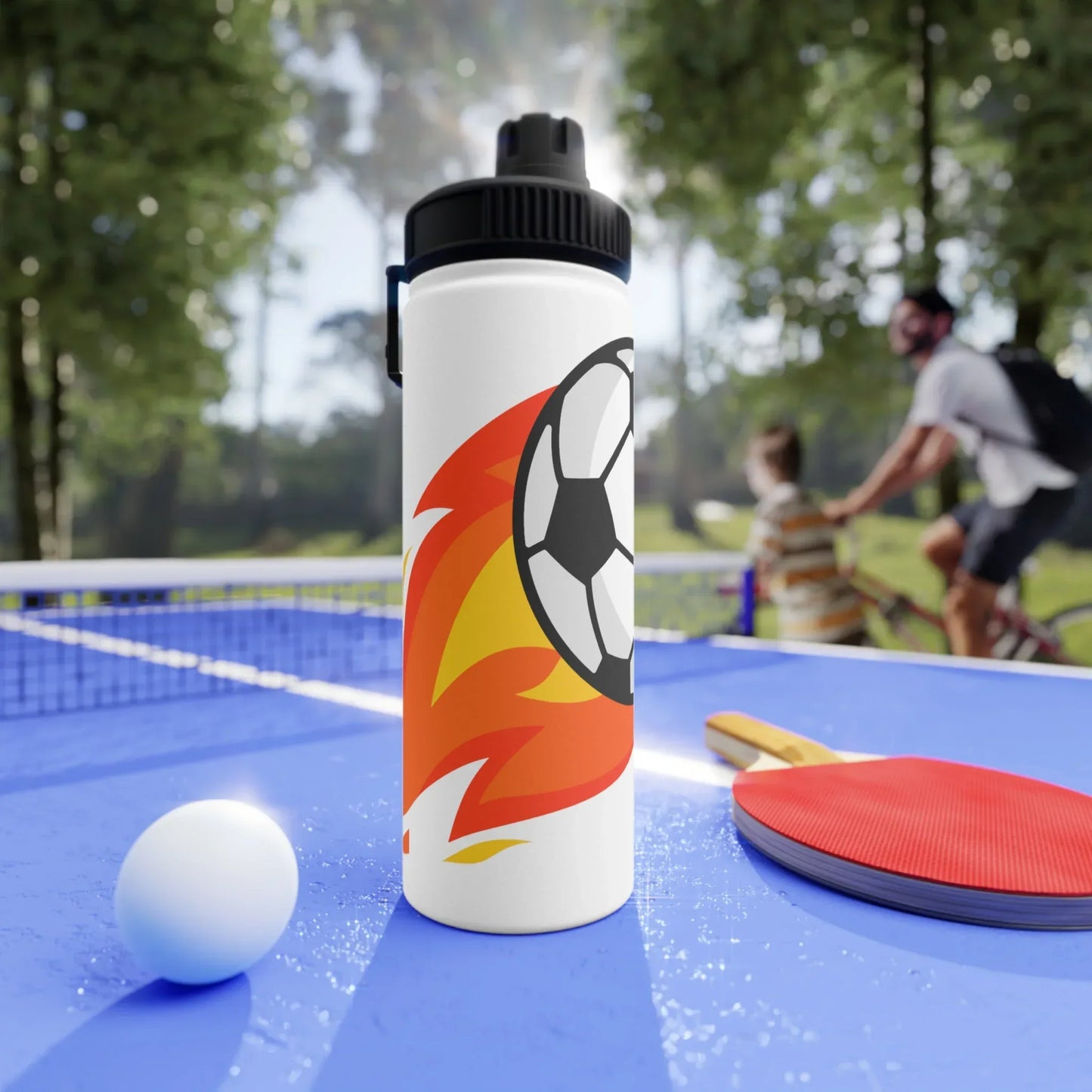 Soccer Fire Ball Stainless Steel Water Bottle – Insulated Sports Bottle - RizQ Life