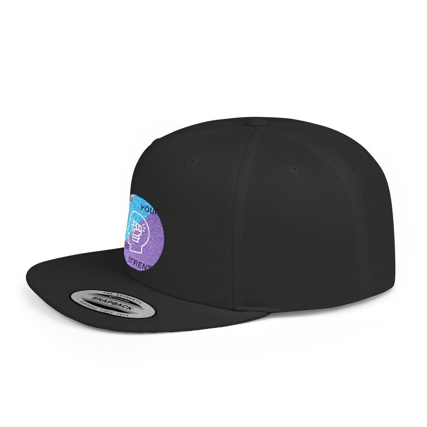 Shop the Motivational Strength Snapback – flat bill adjustable hat for men & women. Perfect streetwear and inspirational gift.