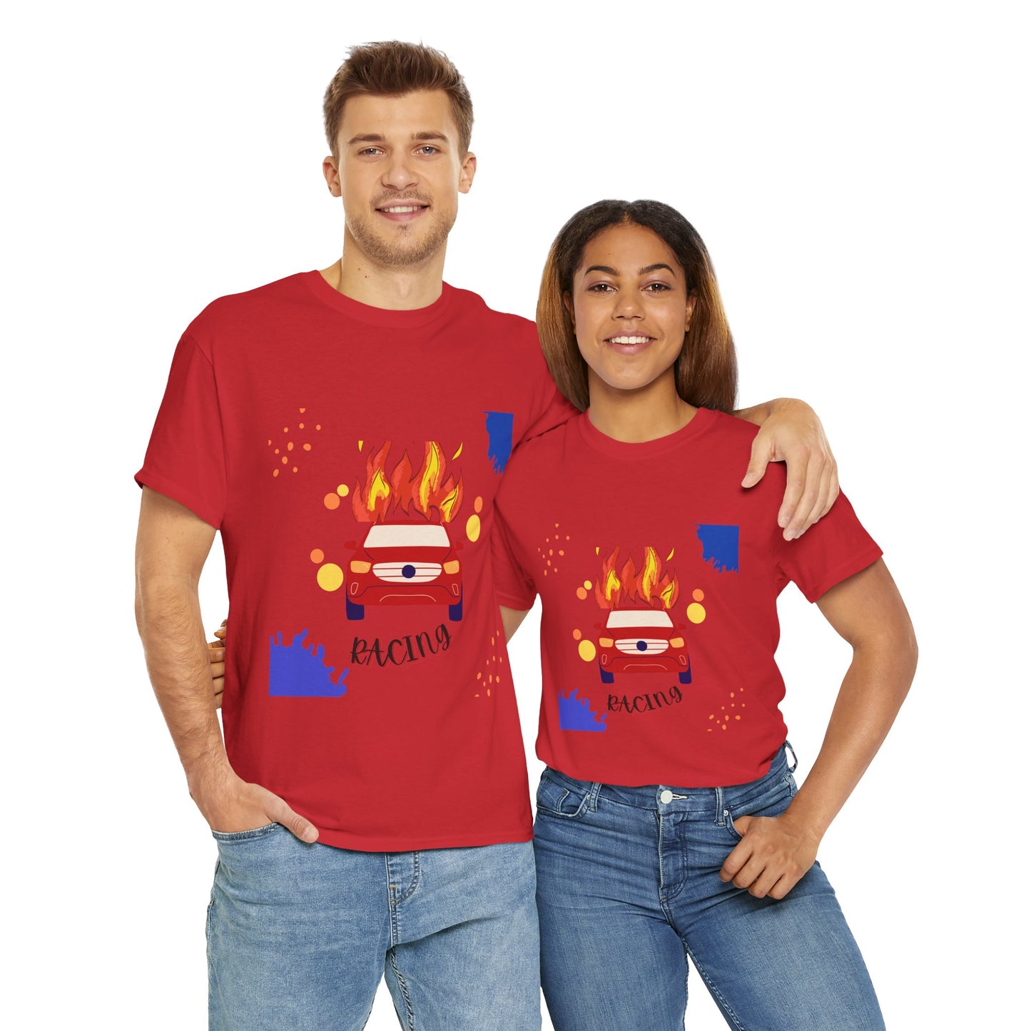 Unisex Racing Graphic T-Shirt – Heavy Cotton Car Racing Tee for Men & Women, Casual Motorsport Fan Shirt, Short Sleeve Top, Sizes S-5XL
