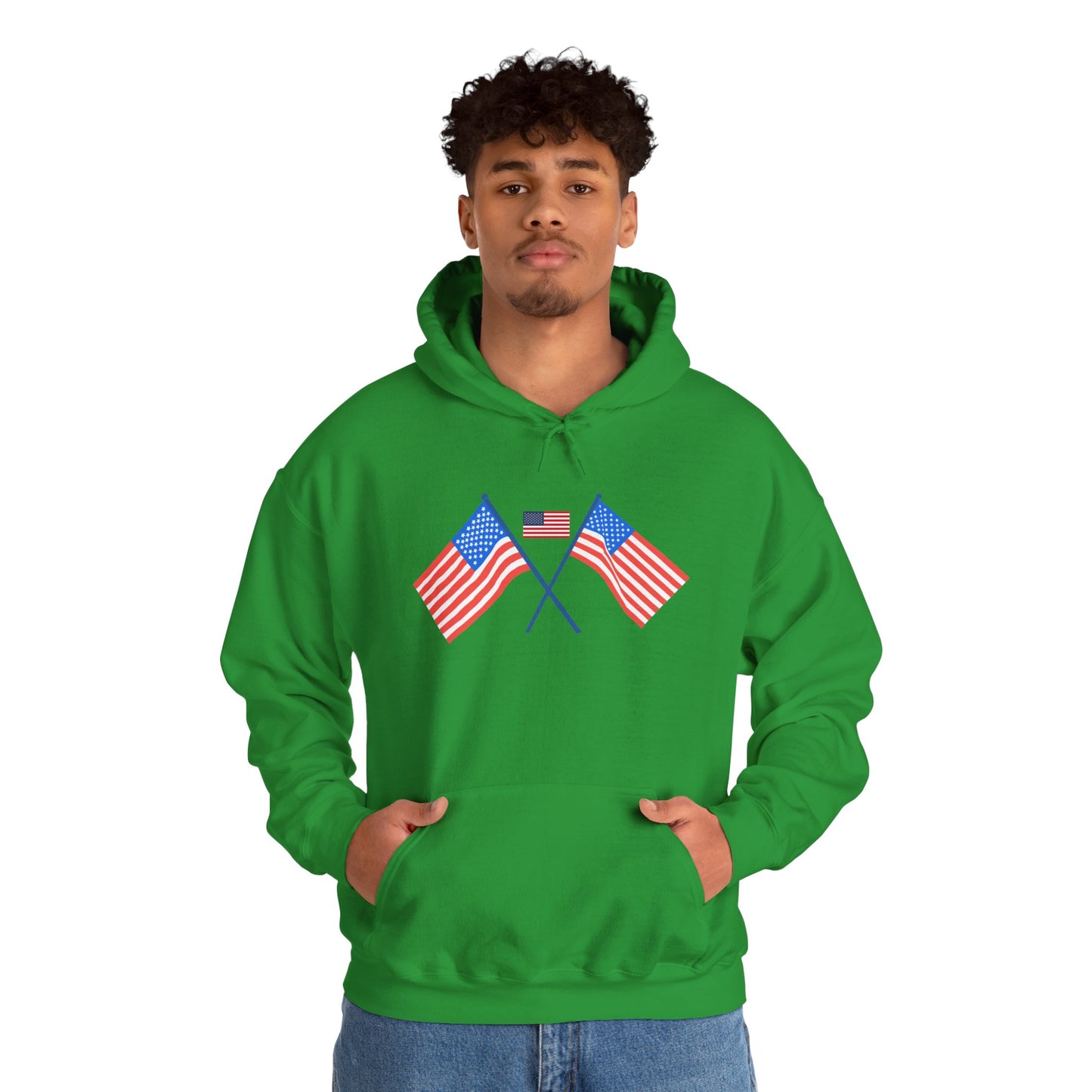 Men's Patriotic Hoodie - Double American Flag Graphic