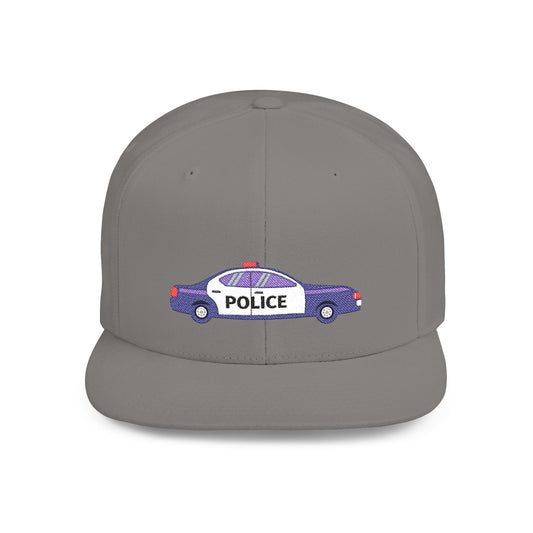 Shop the Police Car Snapback Cap – adjustable streetwear hat for adults, perfect car enthusiast gift and urban fashion accessory.
