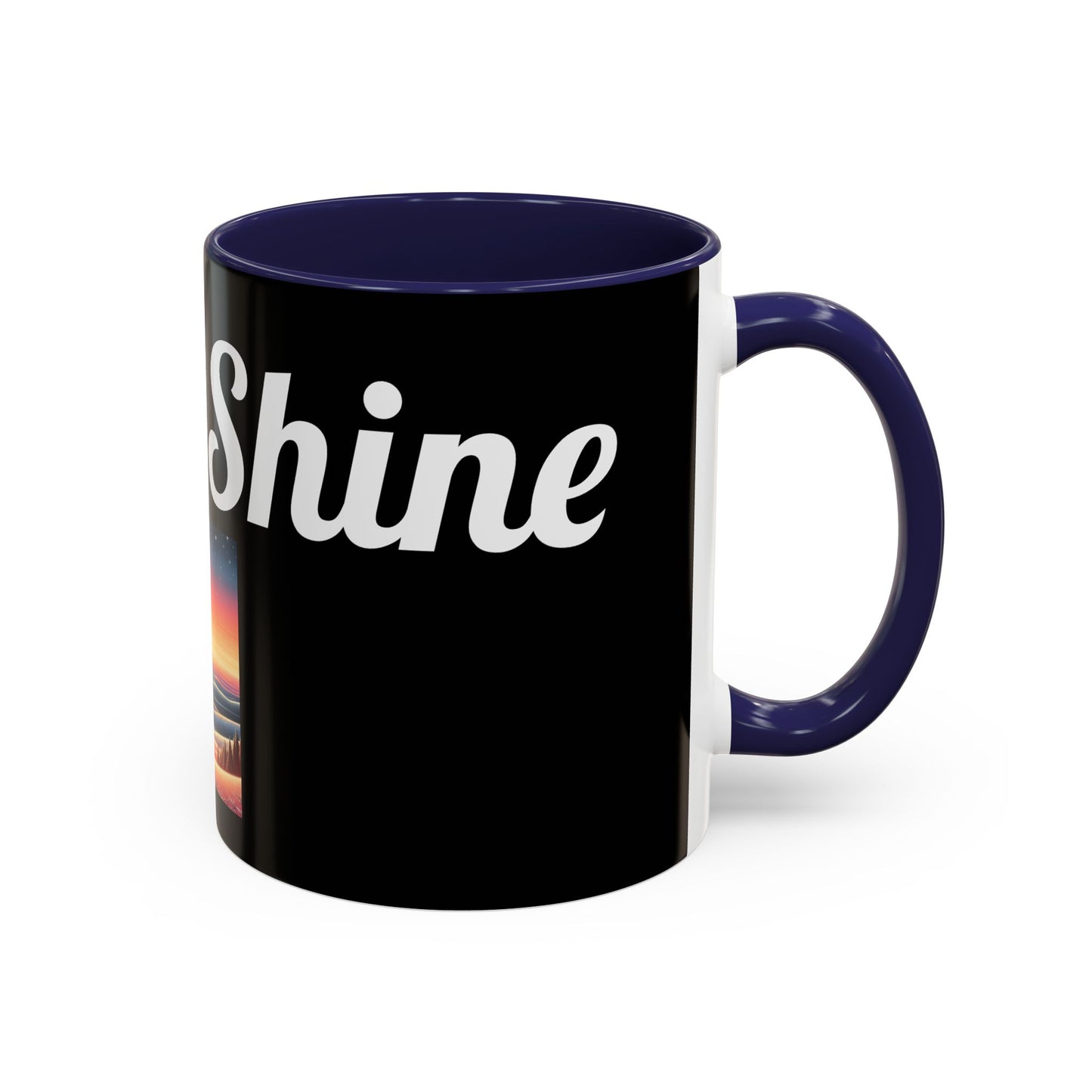 Rise & Shine Accent Coffee Mug - Motivational Black Mug for Morning Boost