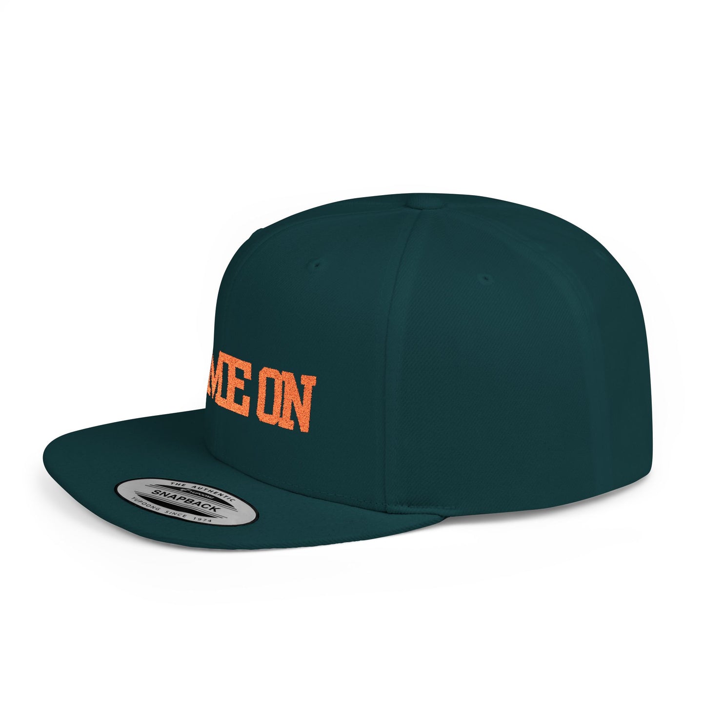 Trendy “Game On” snapback cap for adults. Adjustable flat bill hat, stylish streetwear accessory, perfect for gifts, festivals, sports, and casual outings.