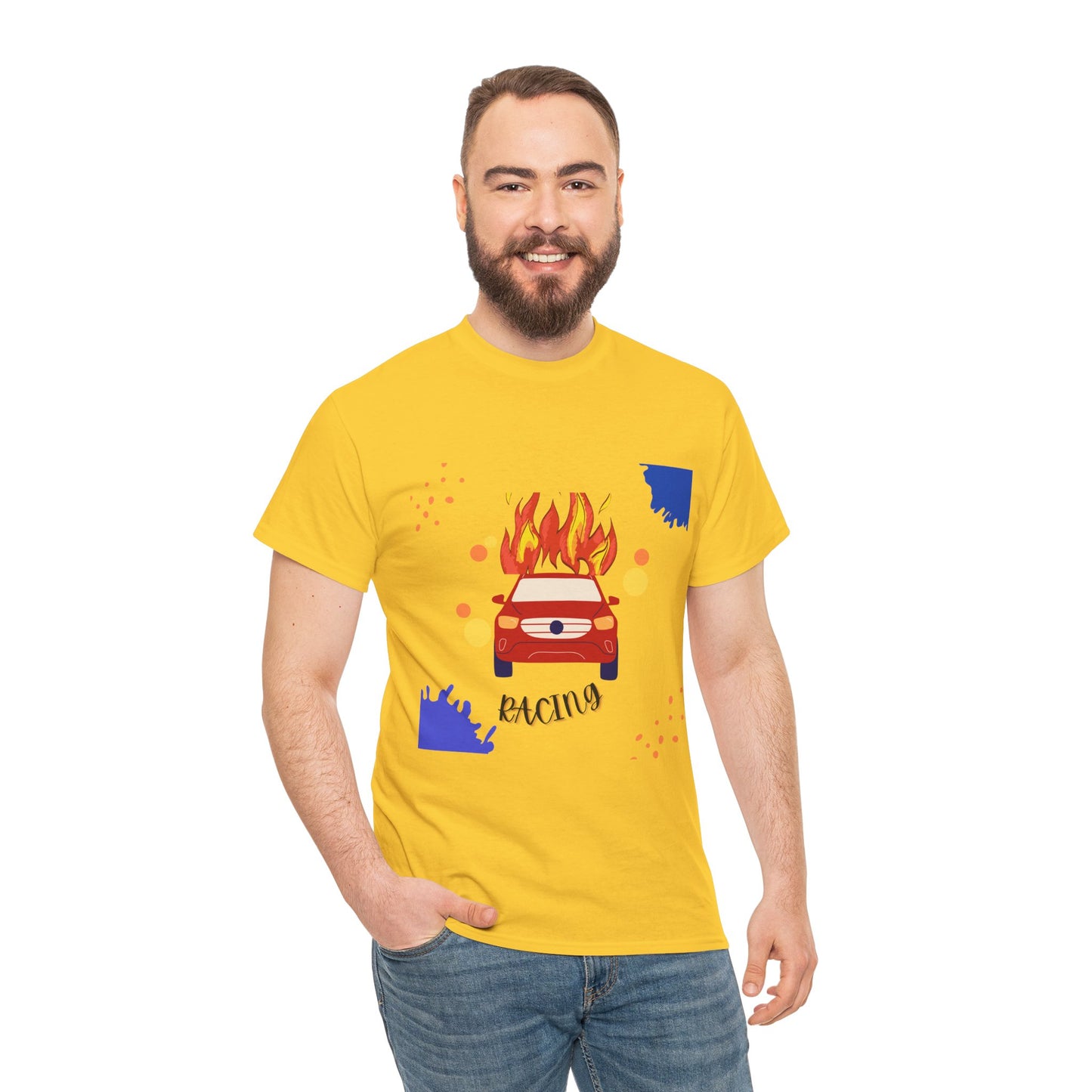 Unisex Racing Graphic T-Shirt – Heavy Cotton Car Racing Tee for Men & Women, Casual Motorsport Fan Shirt, Short Sleeve Top, Sizes S-5XL
