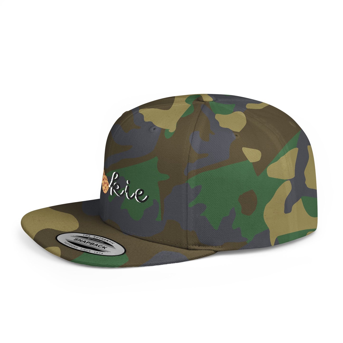 Trendy Cookie Flat Bill Snapback Cap – Adjustable, stylish hat for cookie lovers. Perfect gift for adults, birthdays, holidays, and streetwear fashion.