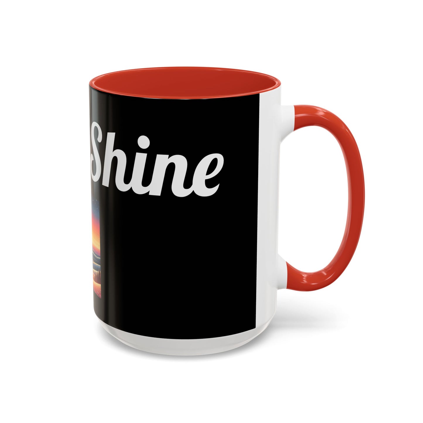 Rise & Shine Accent Coffee Mug - Motivational Black Mug for Morning Boost