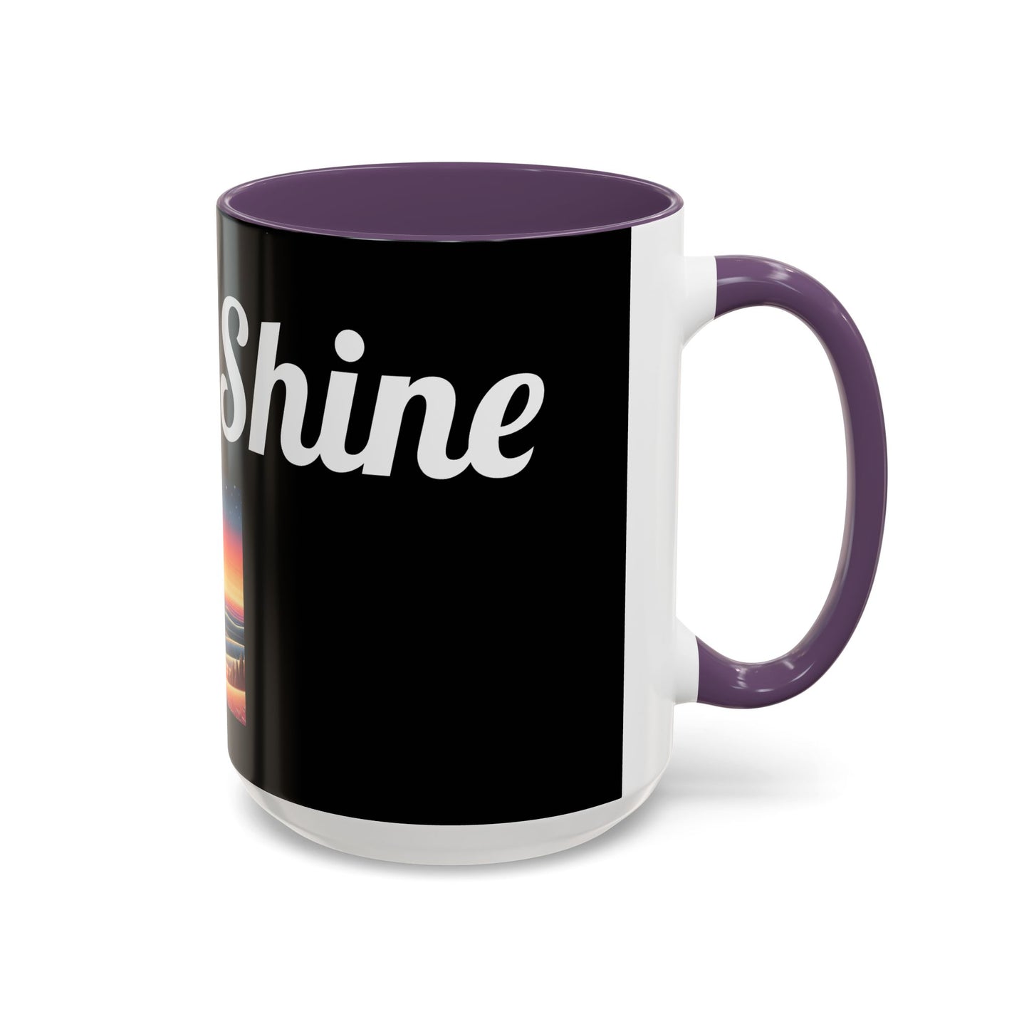 Rise & Shine Accent Coffee Mug - Motivational Black Mug for Morning Boost