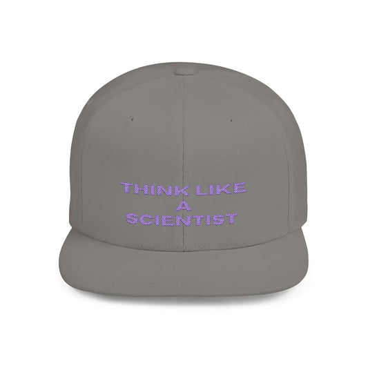 Think Like A Scientist Snapback Cap – Trendy flat bill hat for science lovers, STEM enthusiasts, and geeky gifts. Perfect for casual wear & conventions. - RizQ Life