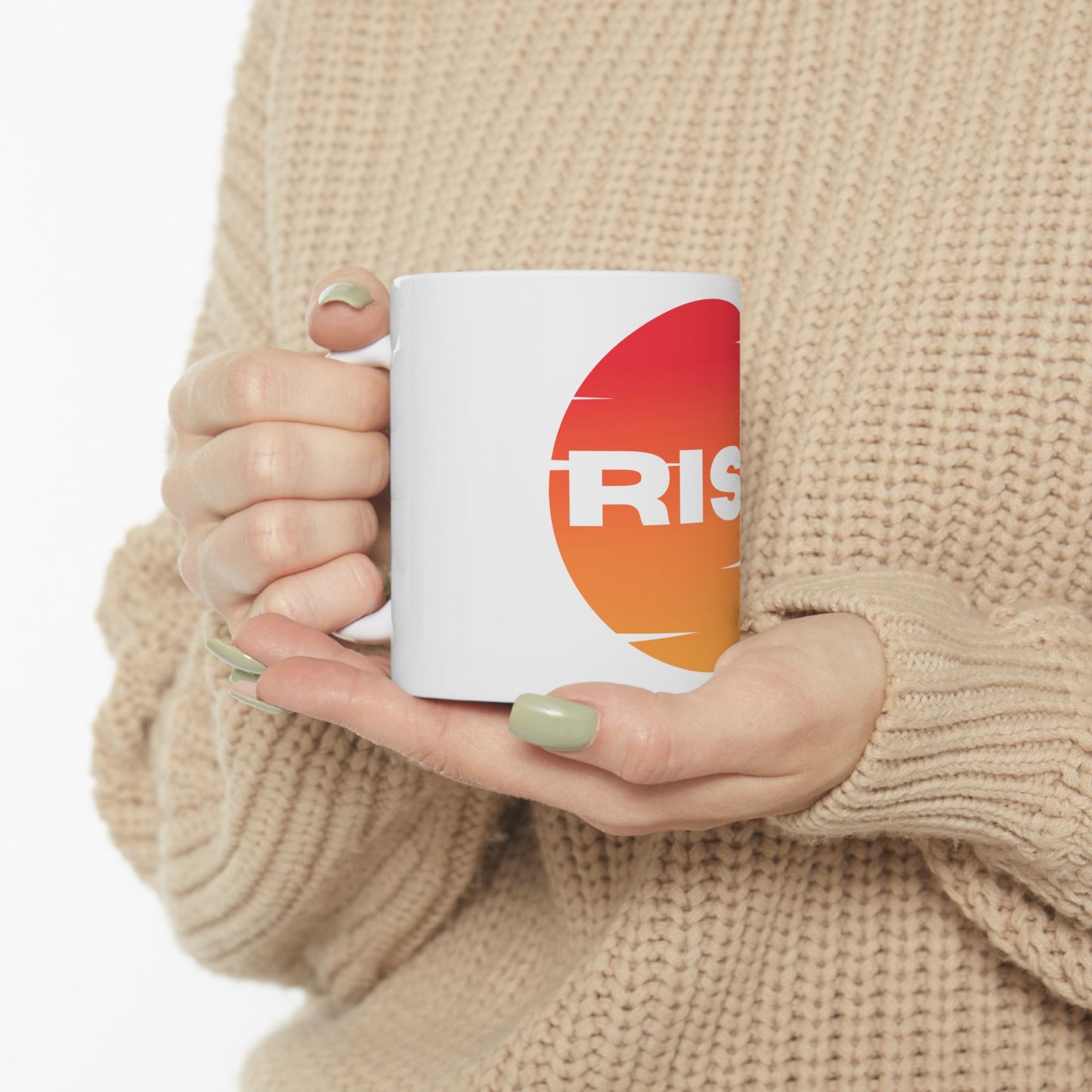 Inspirational Ceramic Mug with 'RISE' Motivational design