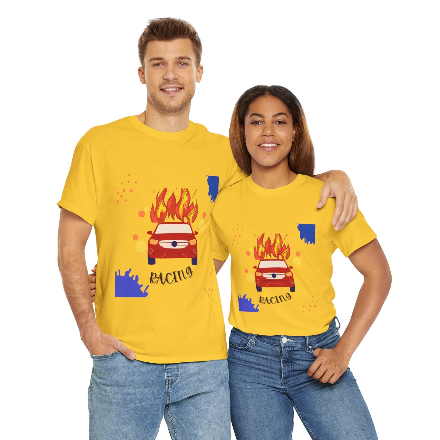 Unisex Racing Graphic T-Shirt – Heavy Cotton Car Racing Tee for Men & Women, Casual Motorsport Fan Shirt, Short Sleeve Top, Sizes S-5XL