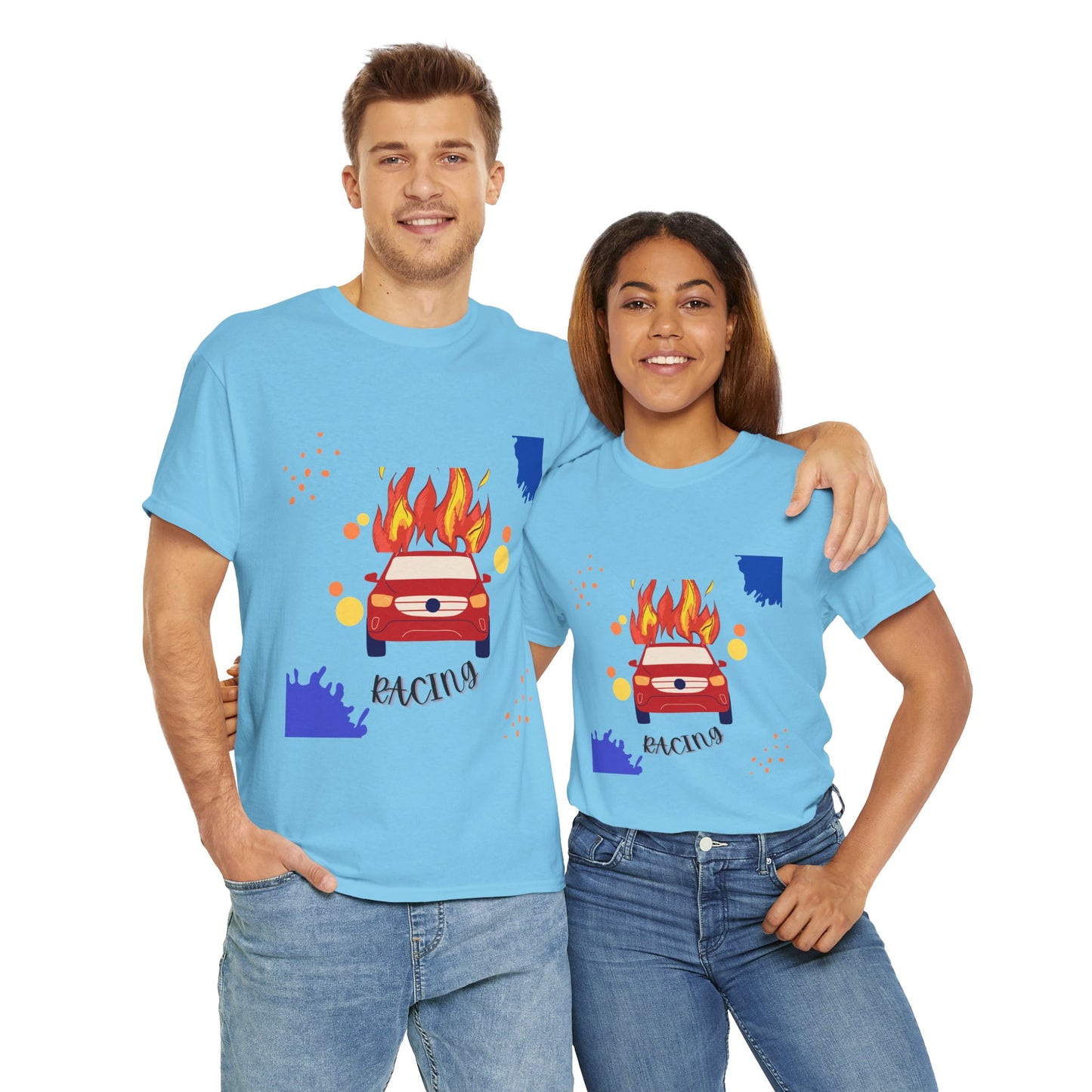 Unisex Racing Graphic T-Shirt – Heavy Cotton Car Racing Tee for Men & Women, Casual Motorsport Fan Shirt, Short Sleeve Top, Sizes S-5XL