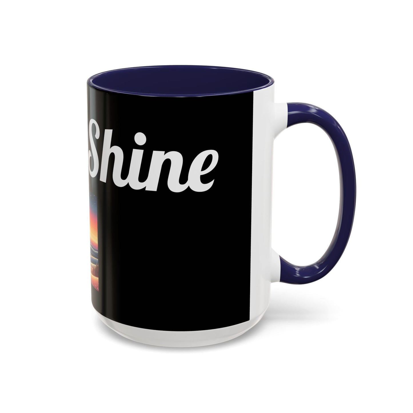 Rise & Shine Accent Coffee Mug - Motivational Black Mug for Morning Boost