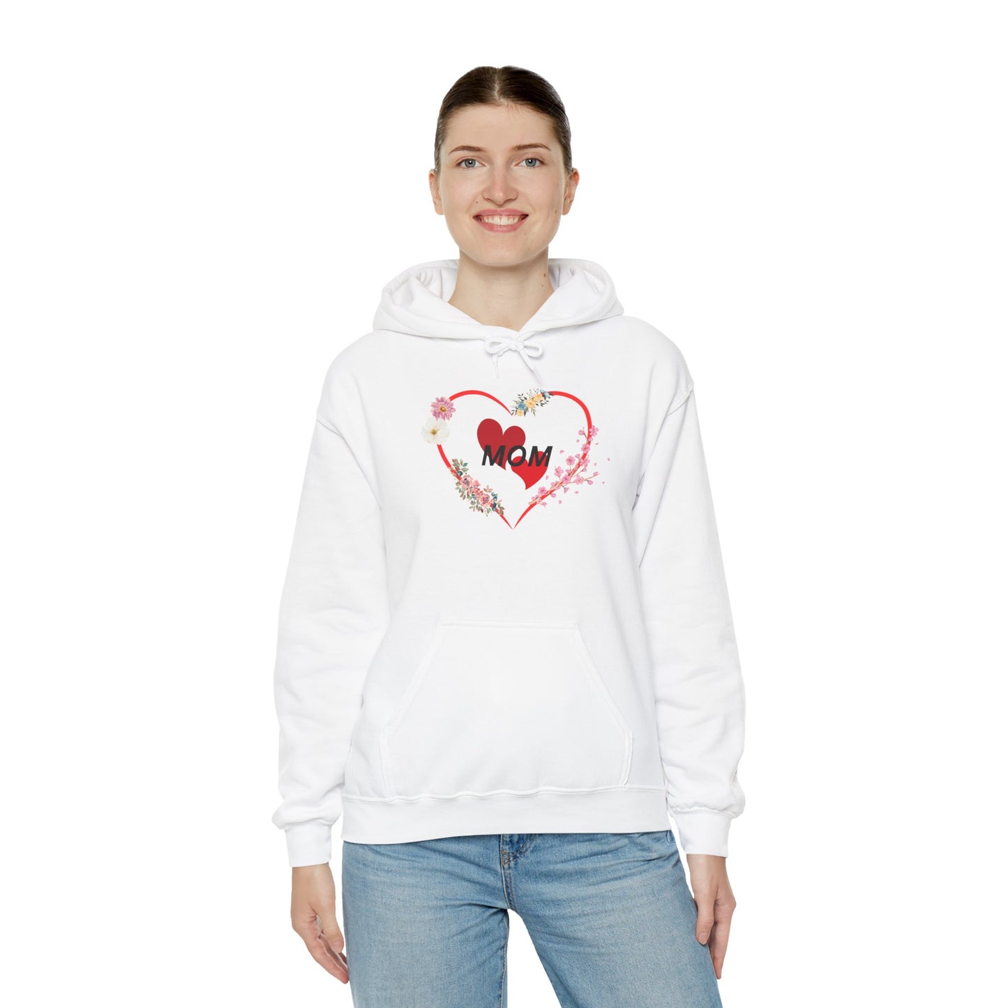Mom Love Hoodie - Floral Heart Design - Perfect Gift for Mother's Day