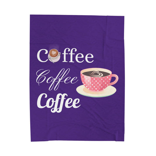 Coffee Lover Velveteen Blanket - Cozy Throw for Warmth, Gift for Him/Her, Coffee Decor, Home Essentials, Snuggle Time
