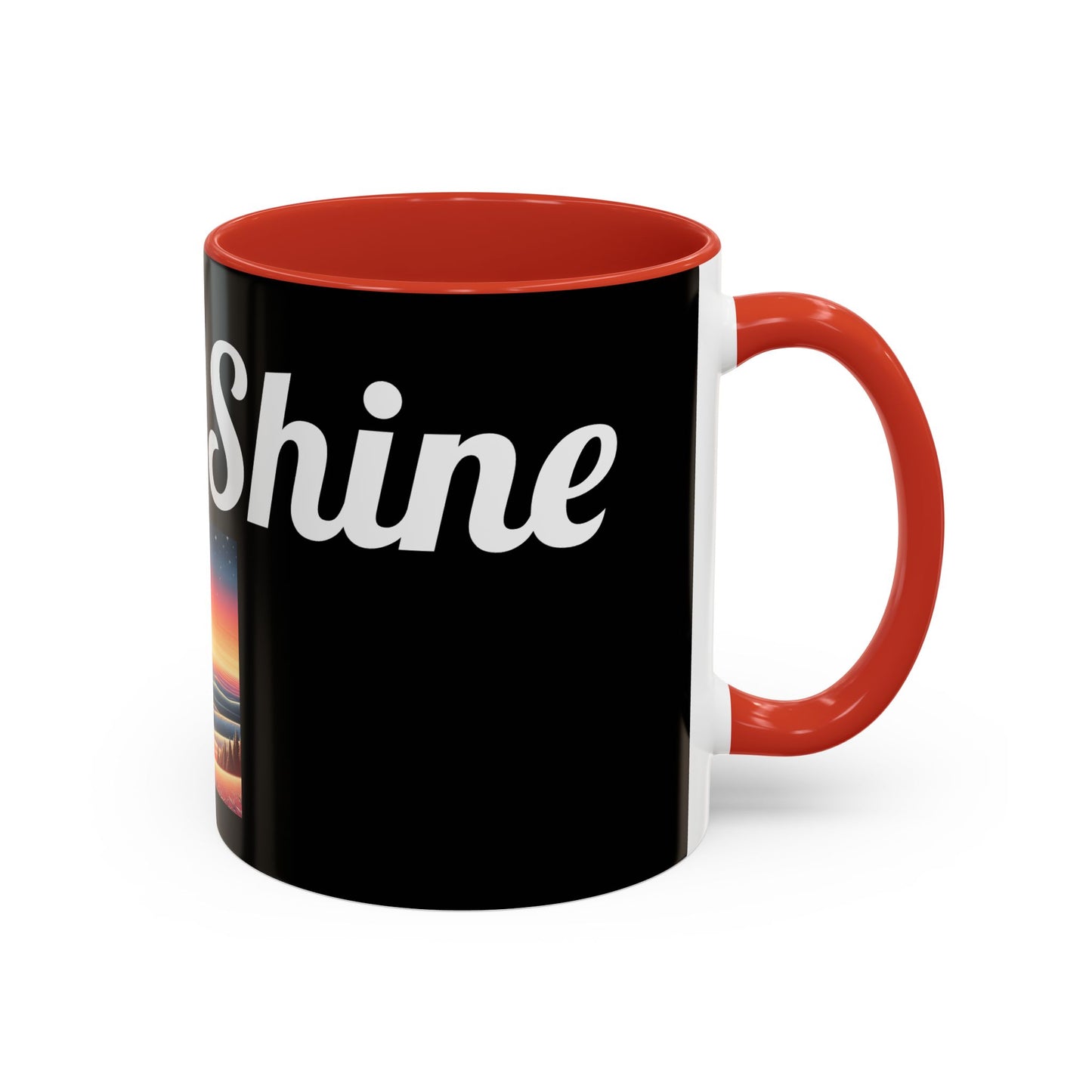 Rise & Shine Accent Coffee Mug - Motivational Black Mug for Morning Boost