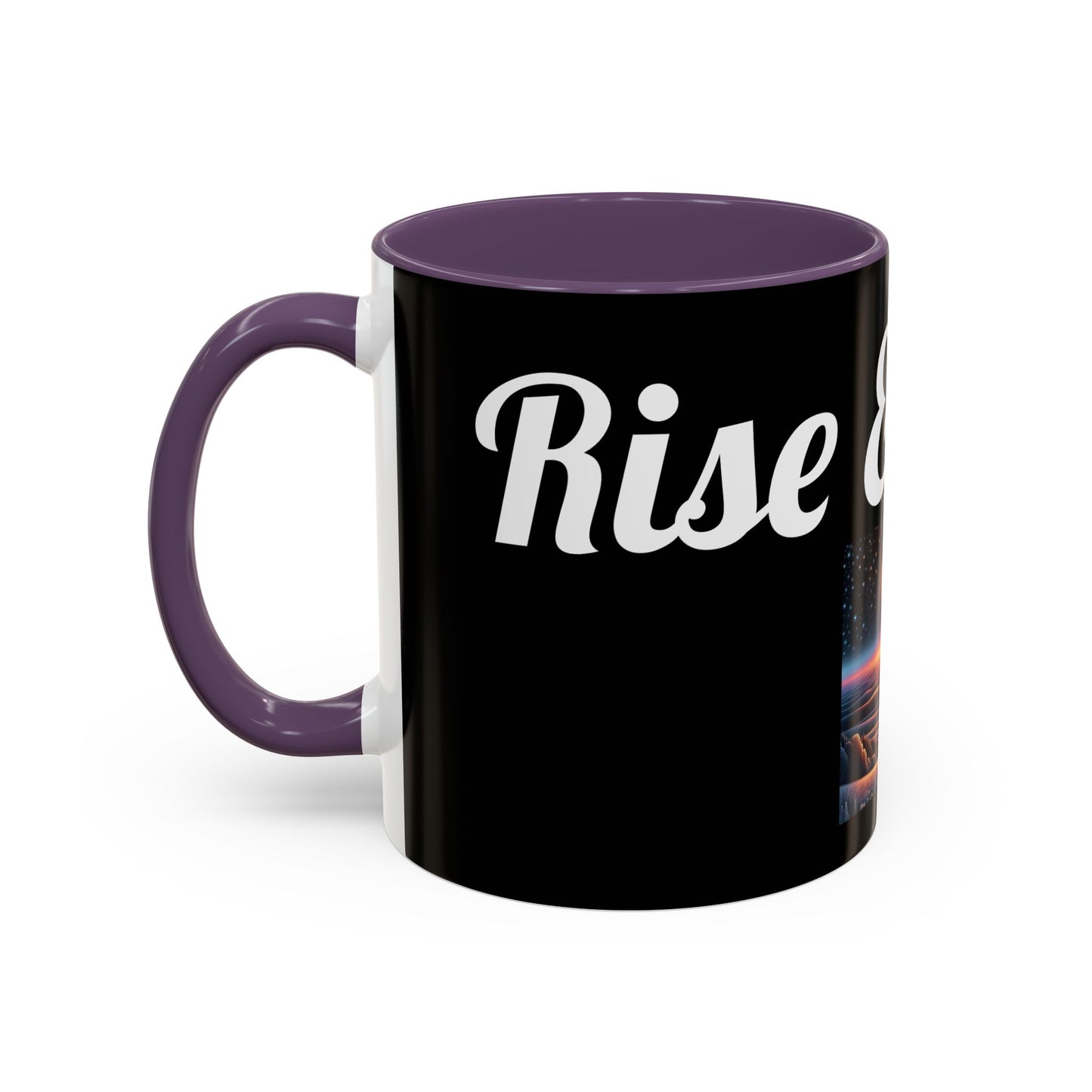 Rise & Shine Accent Coffee Mug - Motivational Black Mug for Morning Boost