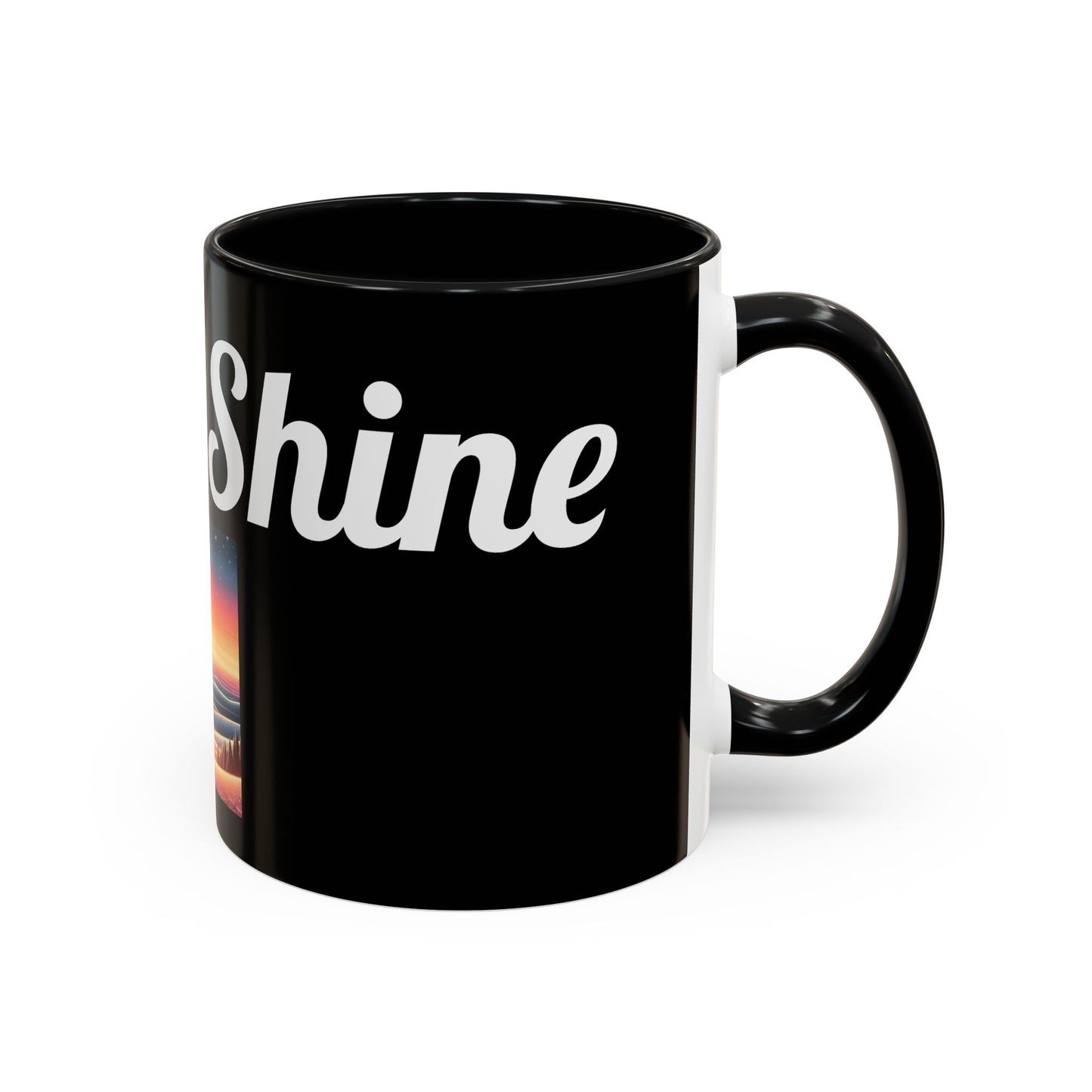 Rise & Shine Accent Coffee Mug - Motivational Black Mug for Morning Boost