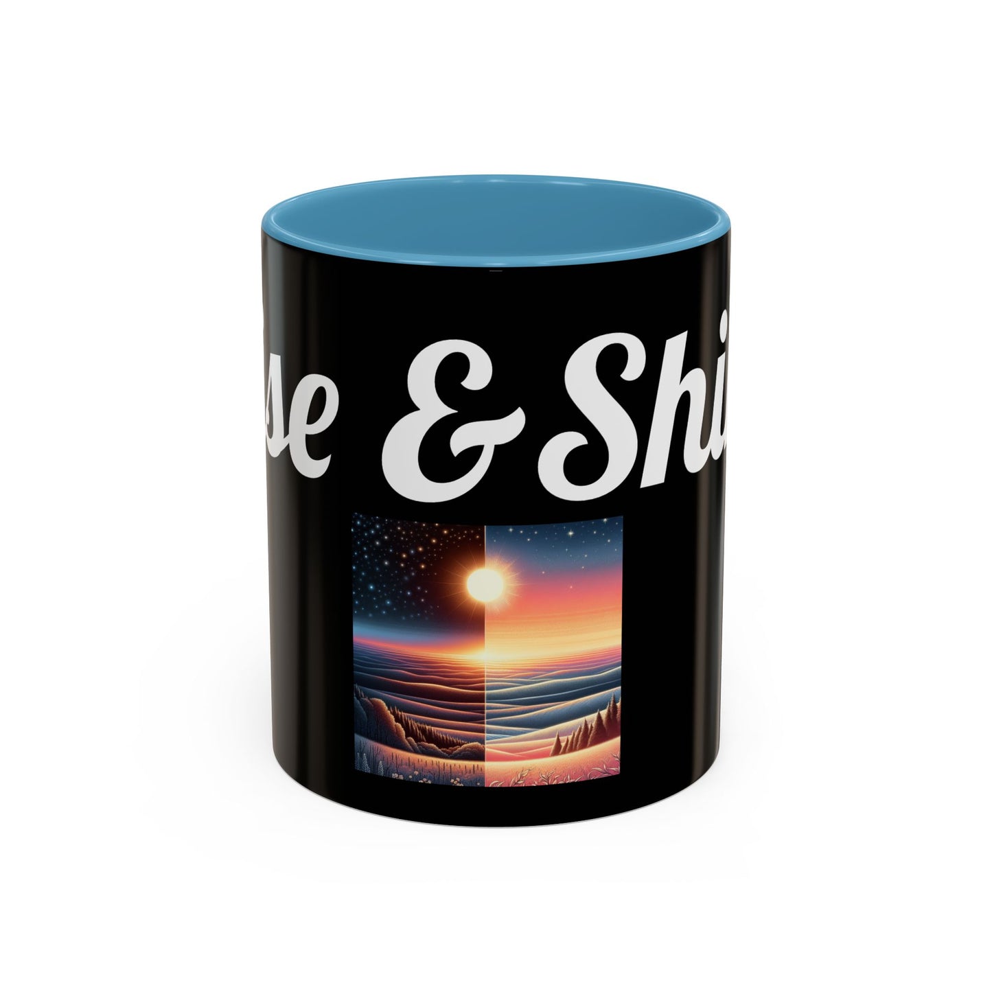 Rise & Shine Accent Coffee Mug - Motivational Black Mug for Morning Boost