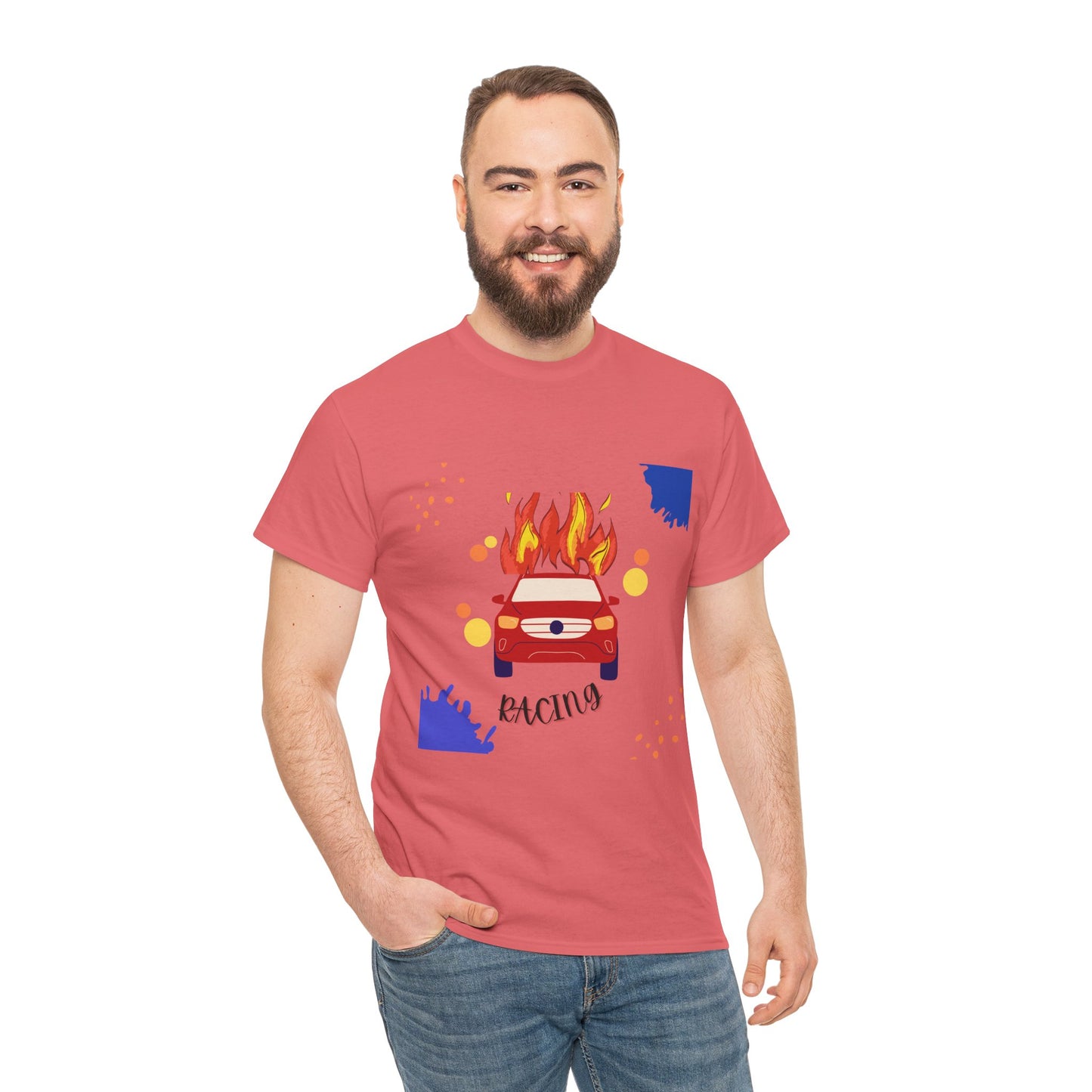 Unisex Racing Graphic T-Shirt – Heavy Cotton Car Racing Tee for Men & Women, Casual Motorsport Fan Shirt, Short Sleeve Top, Sizes S-5XL