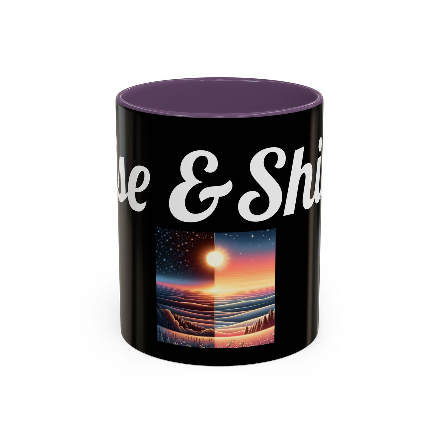 Rise & Shine Accent Coffee Mug - Motivational Black Mug for Morning Boost