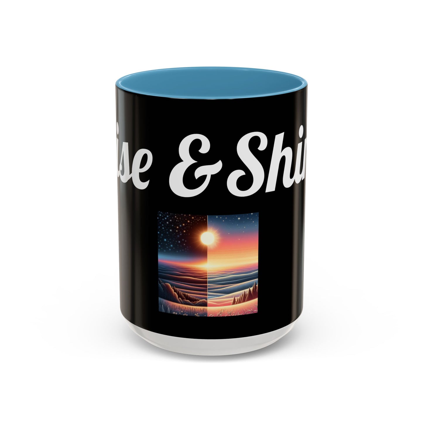 Rise & Shine Accent Coffee Mug - Motivational Black Mug for Morning Boost