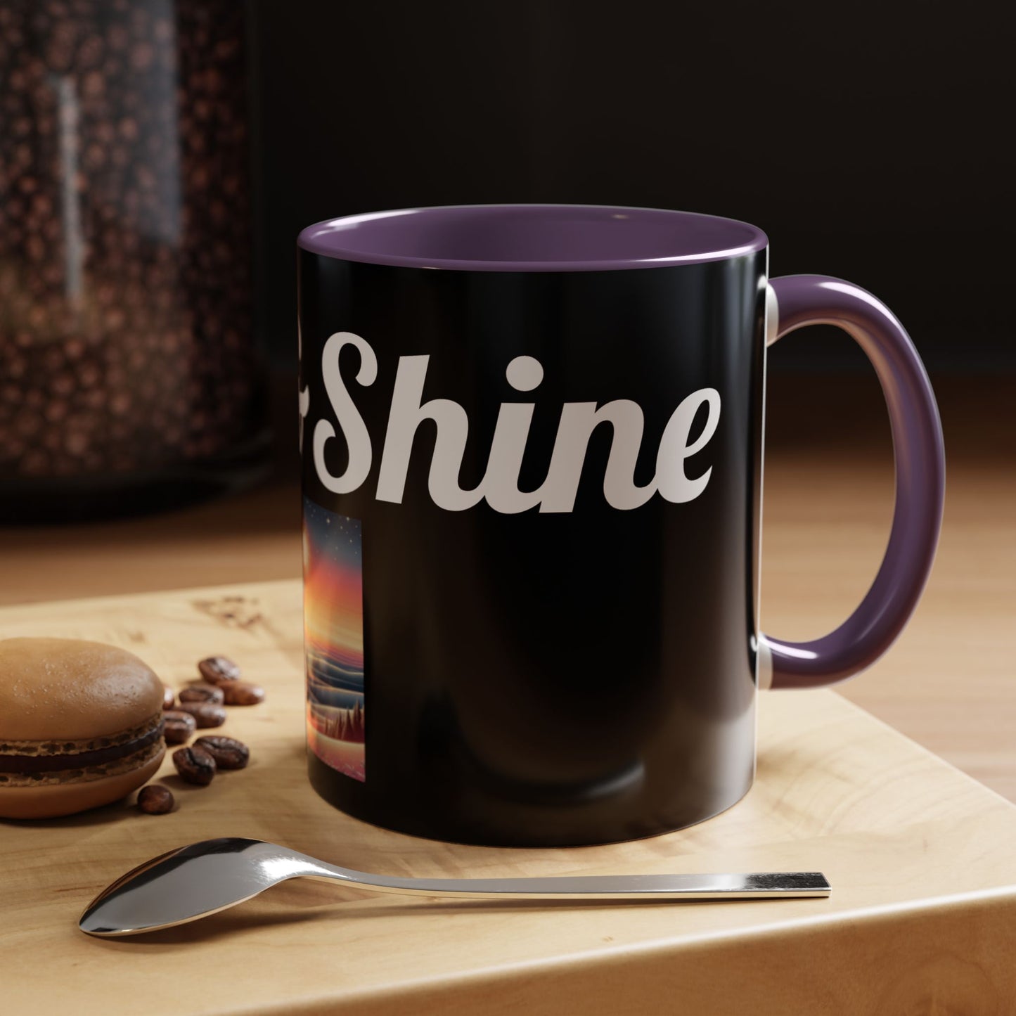 Rise & Shine Accent Coffee Mug - Motivational Black Mug for Morning Boost