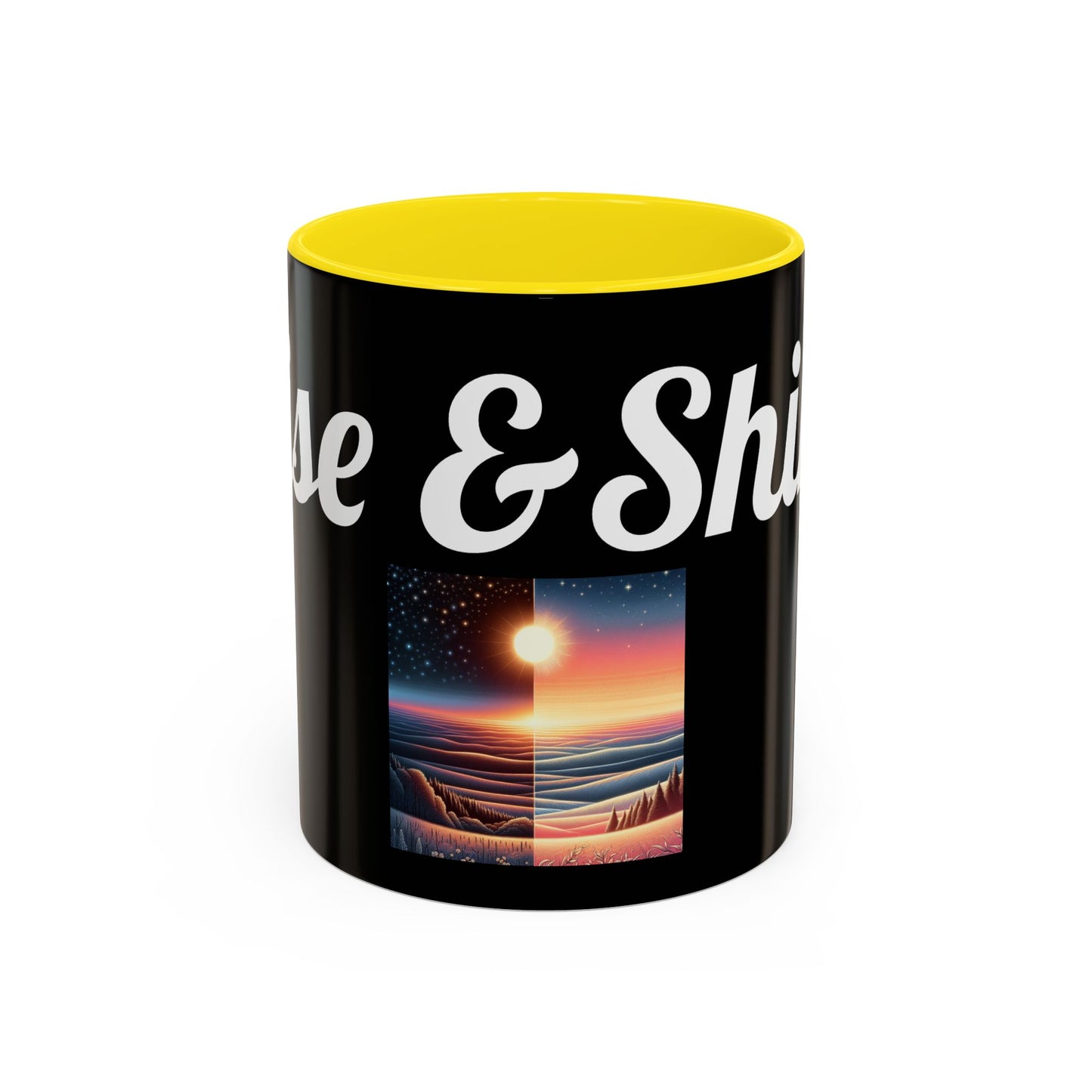 Rise & Shine Accent Coffee Mug - Motivational Black Mug for Morning Boost
