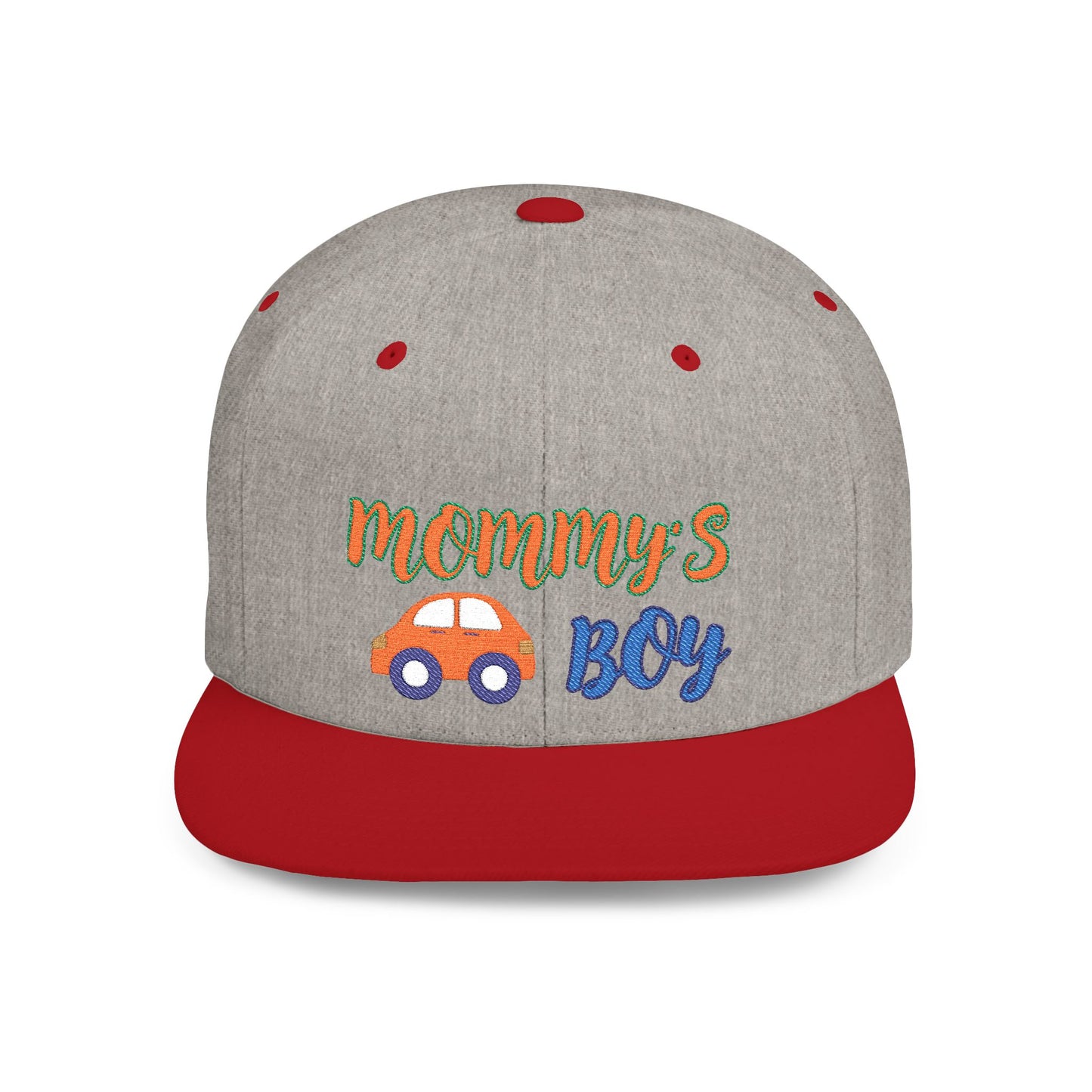 Mommy's Boy Flat Bill Snapback Cap – adjustable, stylish, and perfect for men, teens and even kids. Ideal casual hat or streetwear gift.