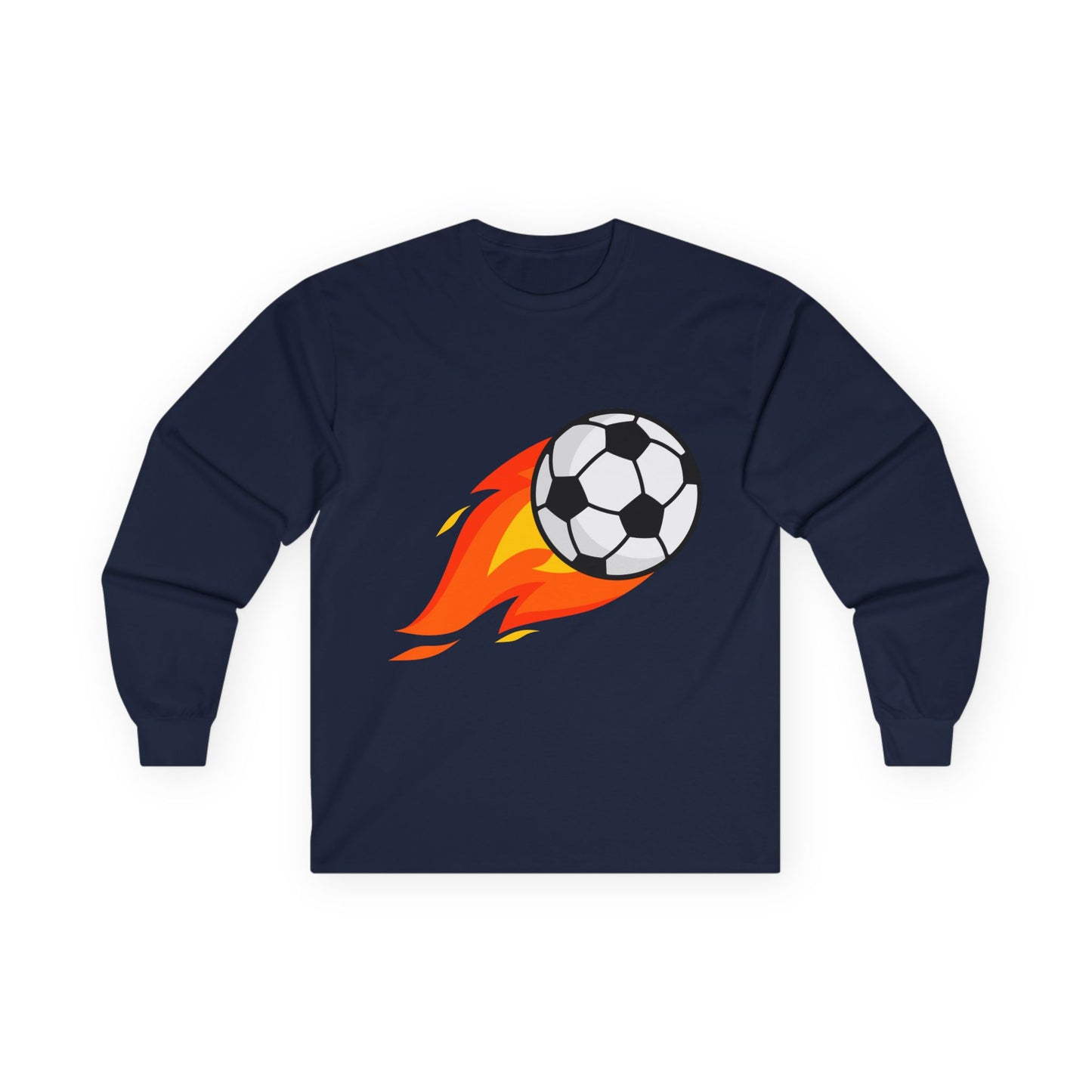 Flaming Soccer Ball Long Sleeve Tee - Sports Lovers Shirt