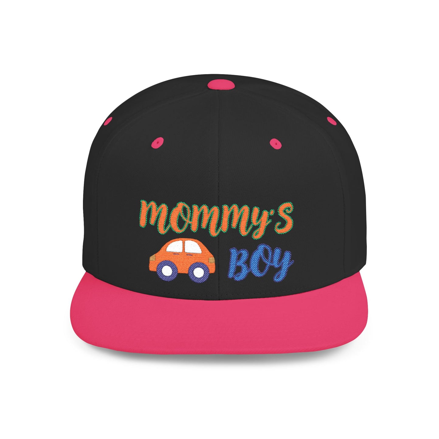Mommy's Boy Flat Bill Snapback Cap – adjustable, stylish, and perfect for men, teens and even kids. Ideal casual hat or streetwear gift.