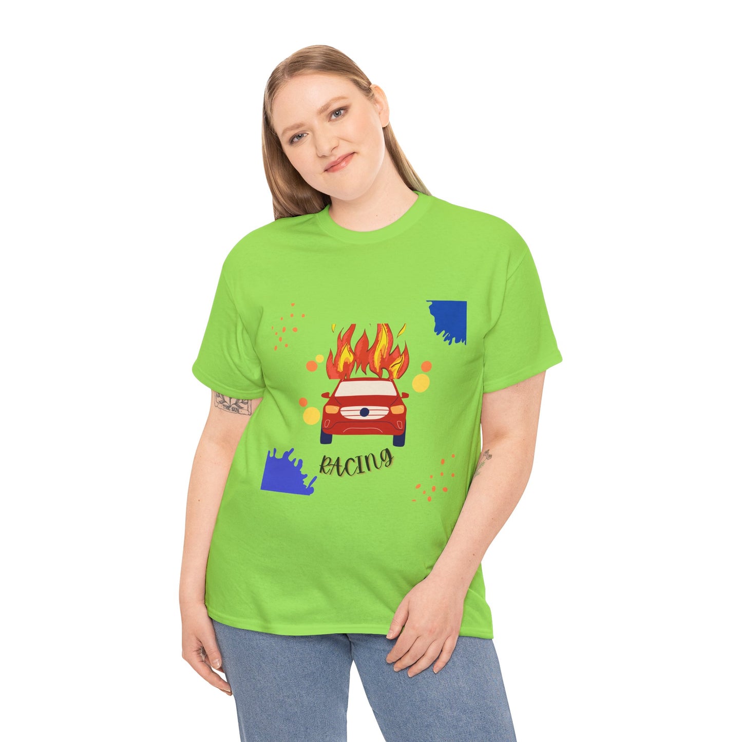 Unisex Racing Graphic T-Shirt – Heavy Cotton Car Racing Tee for Men & Women, Casual Motorsport Fan Shirt, Short Sleeve Top, Sizes S-5XL
