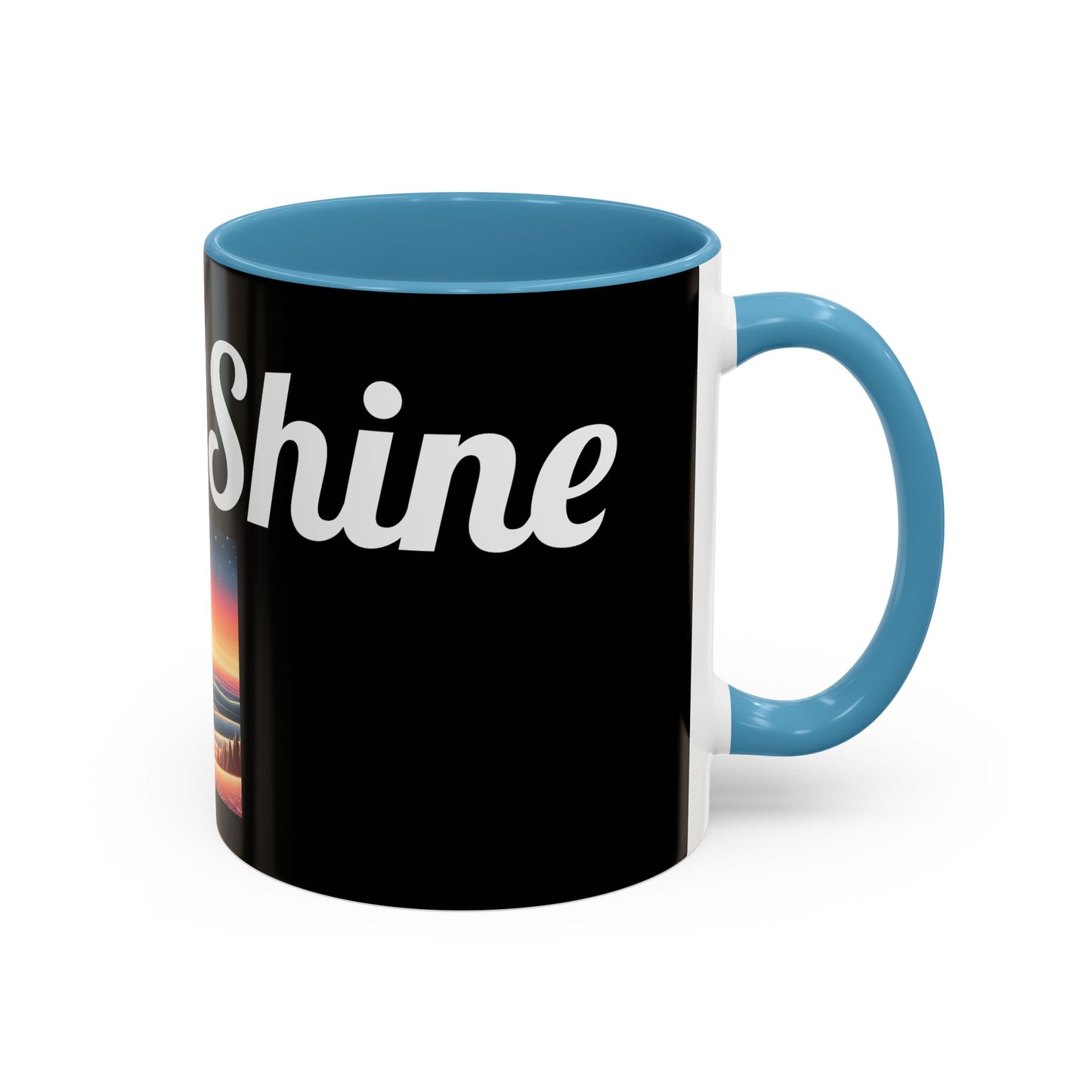 Rise & Shine Accent Coffee Mug - Motivational Black Mug for Morning Boost