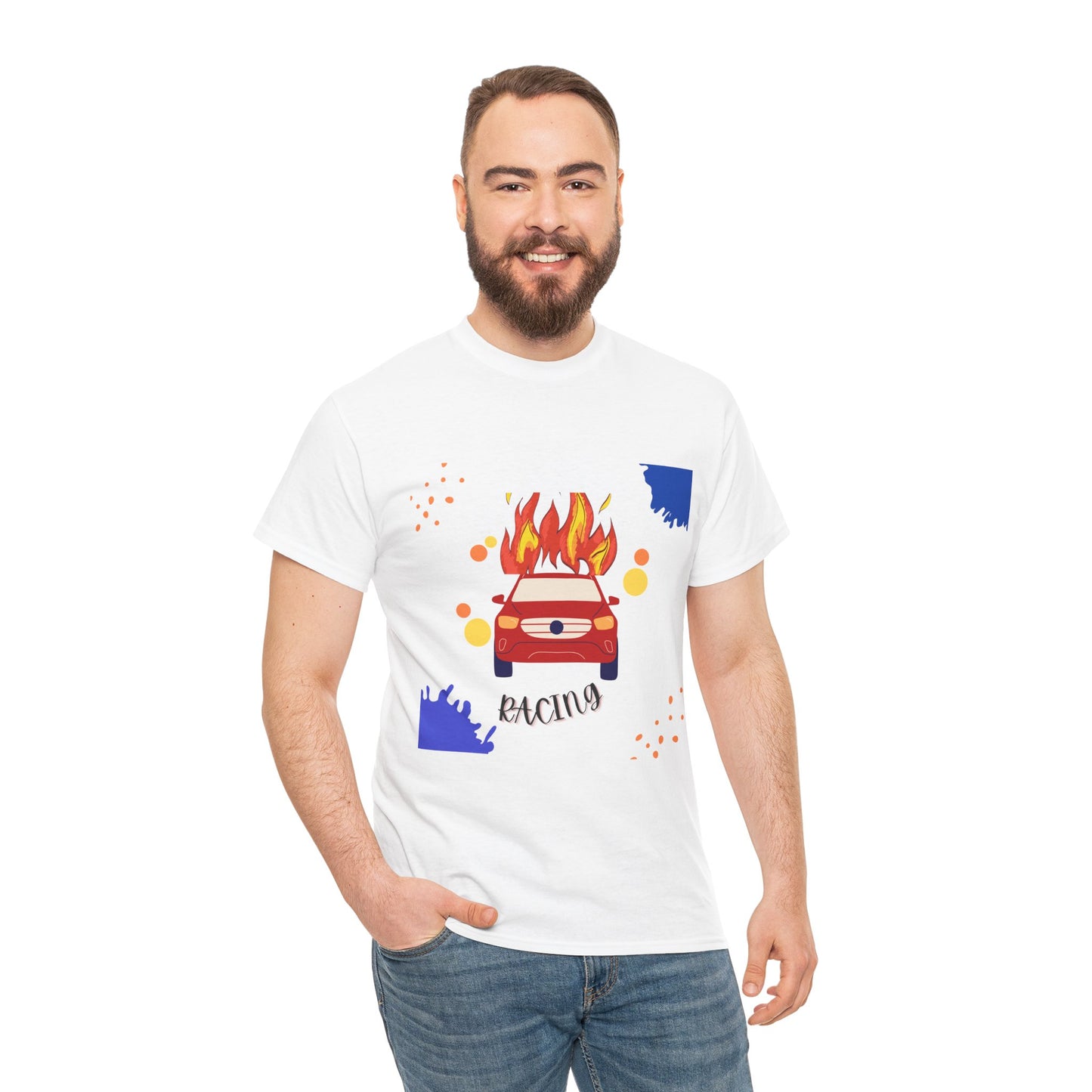 Unisex Racing Graphic T-Shirt – Heavy Cotton Car Racing Tee for Men & Women, Casual Motorsport Fan Shirt, Short Sleeve Top, Sizes S-5XL