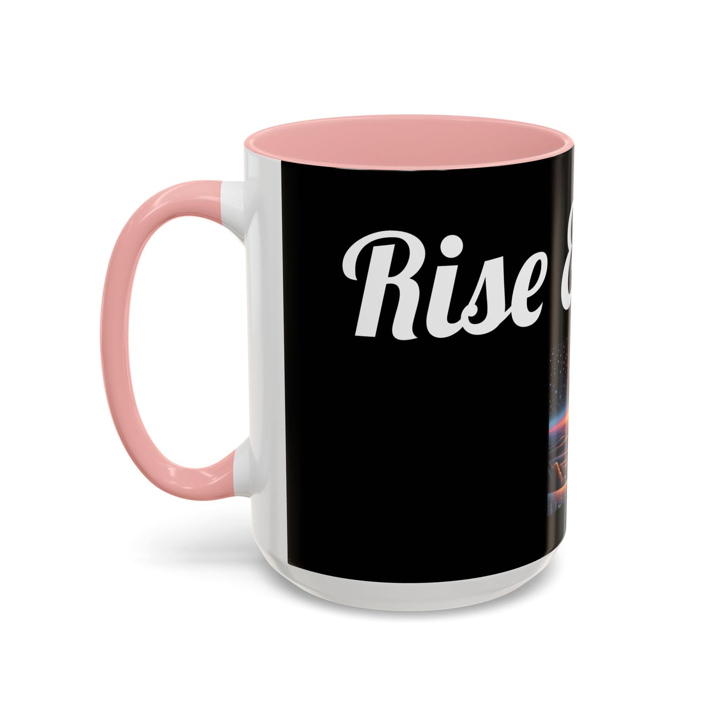 Rise & Shine Accent Coffee Mug - Motivational Black Mug for Morning Boost