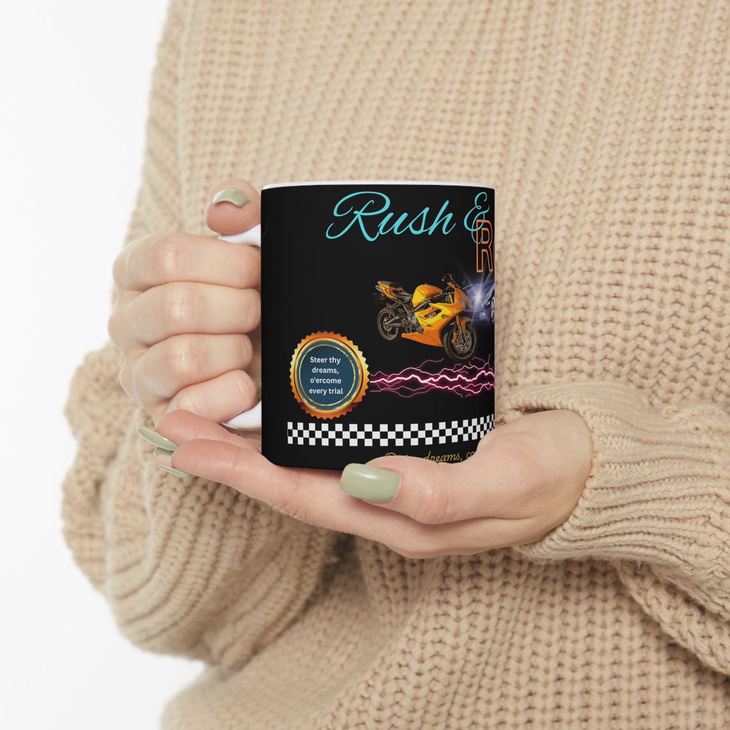 Racing Mug - Rush & Roar Ceramic Mug - Perfect Gift for Car and Motorcycle Enthusiasts