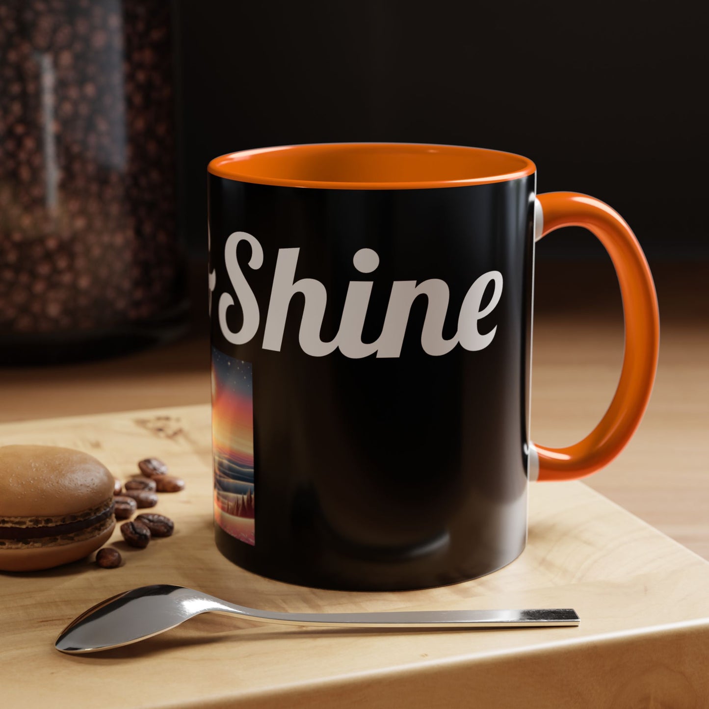 Rise & Shine Accent Coffee Mug - Motivational Black Mug for Morning Boost