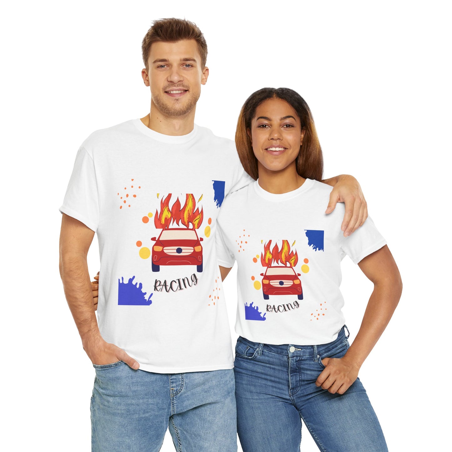 Unisex Racing Graphic T-Shirt – Heavy Cotton Car Racing Tee for Men & Women, Casual Motorsport Fan Shirt, Short Sleeve Top, Sizes S-5XL