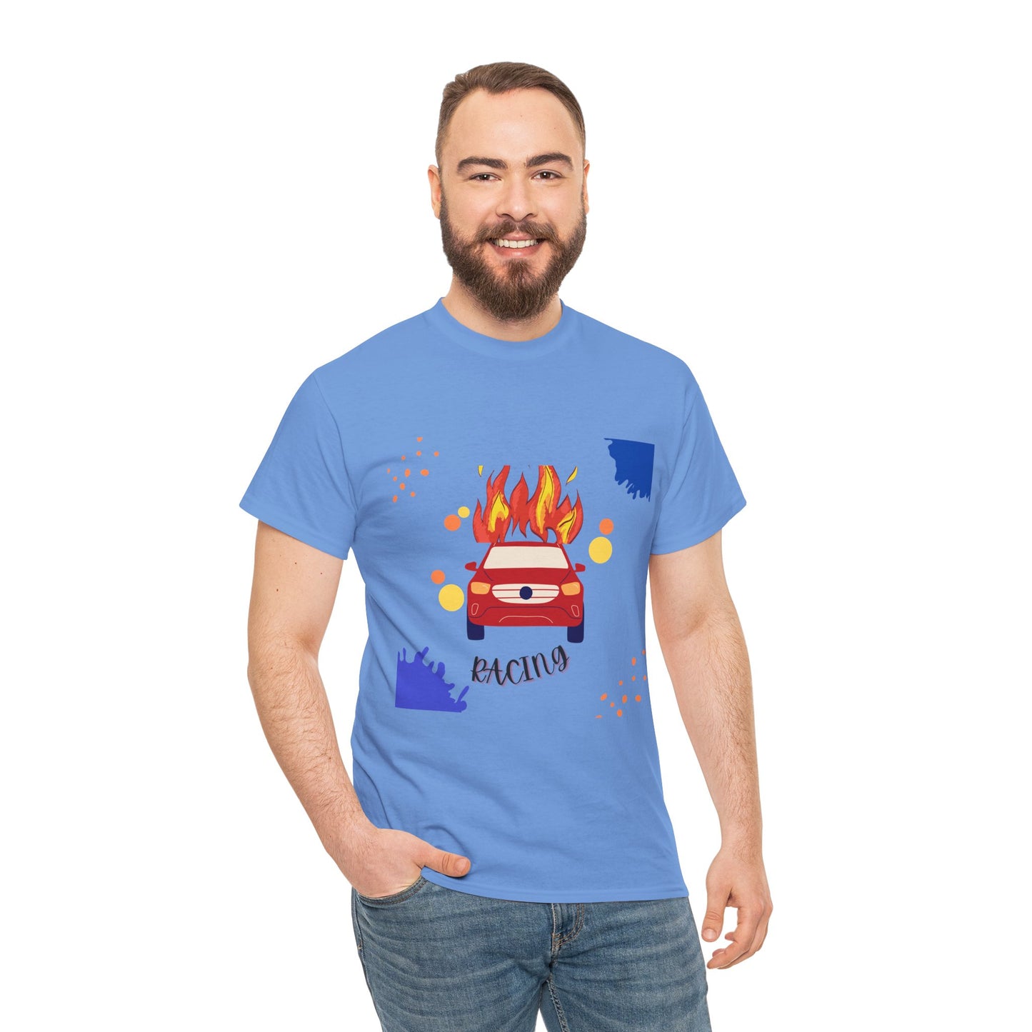 Unisex Racing Graphic T-Shirt – Heavy Cotton Car Racing Tee for Men & Women, Casual Motorsport Fan Shirt, Short Sleeve Top, Sizes S-5XL