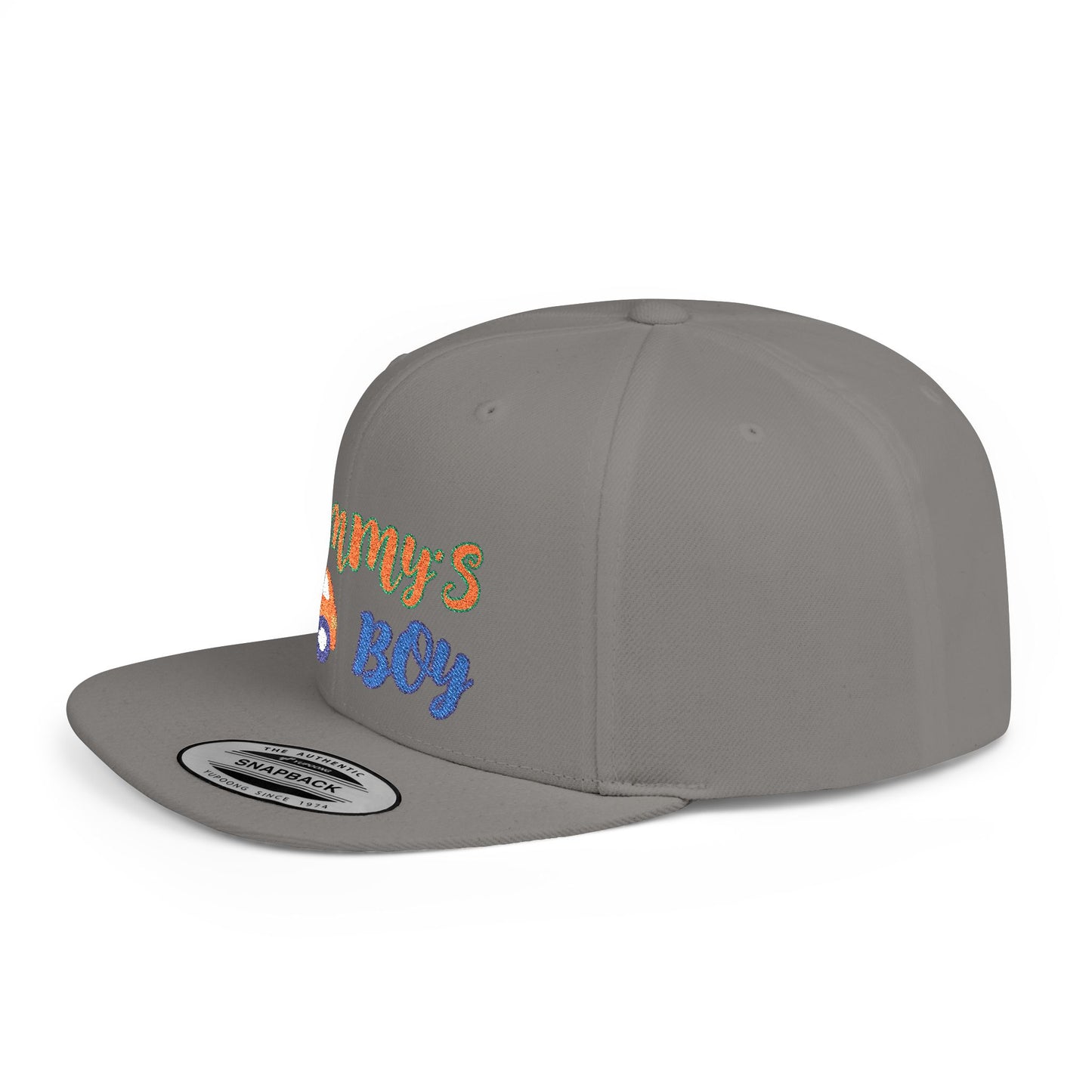 Mommy's Boy Flat Bill Snapback Cap – adjustable, stylish, and perfect for men, teens and even kids. Ideal casual hat or streetwear gift.