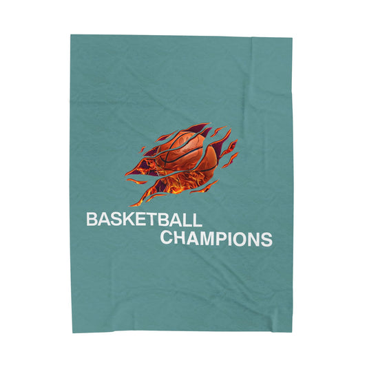 Cozy Basketball Champions Velveteen Plush Blanket | Great Gift for Sports Fans, Home Decor, Warmth, Championship Celebrations