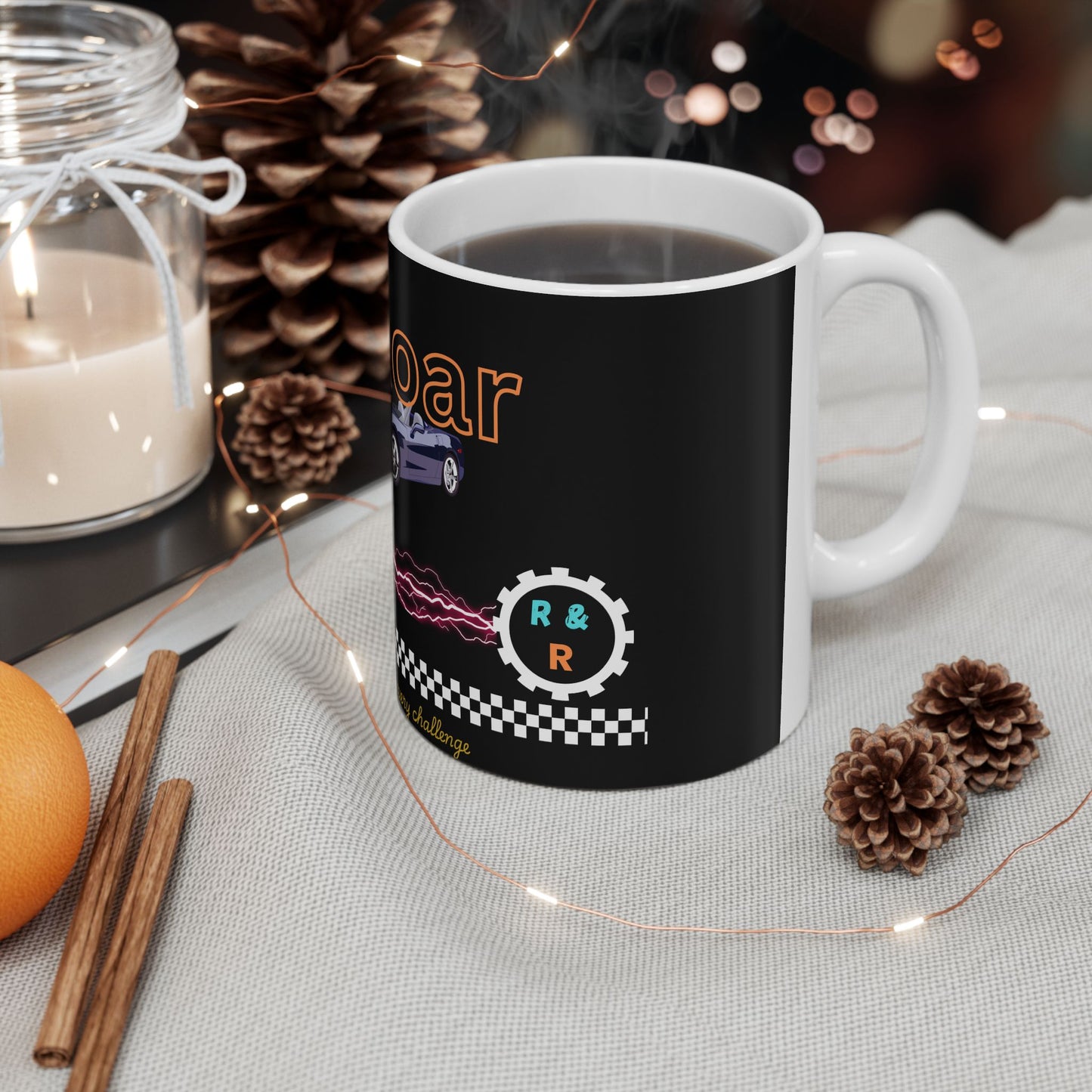 Racing Mug - Rush & Roar Ceramic Mug - Perfect Gift for Car and Motorcycle Enthusiasts