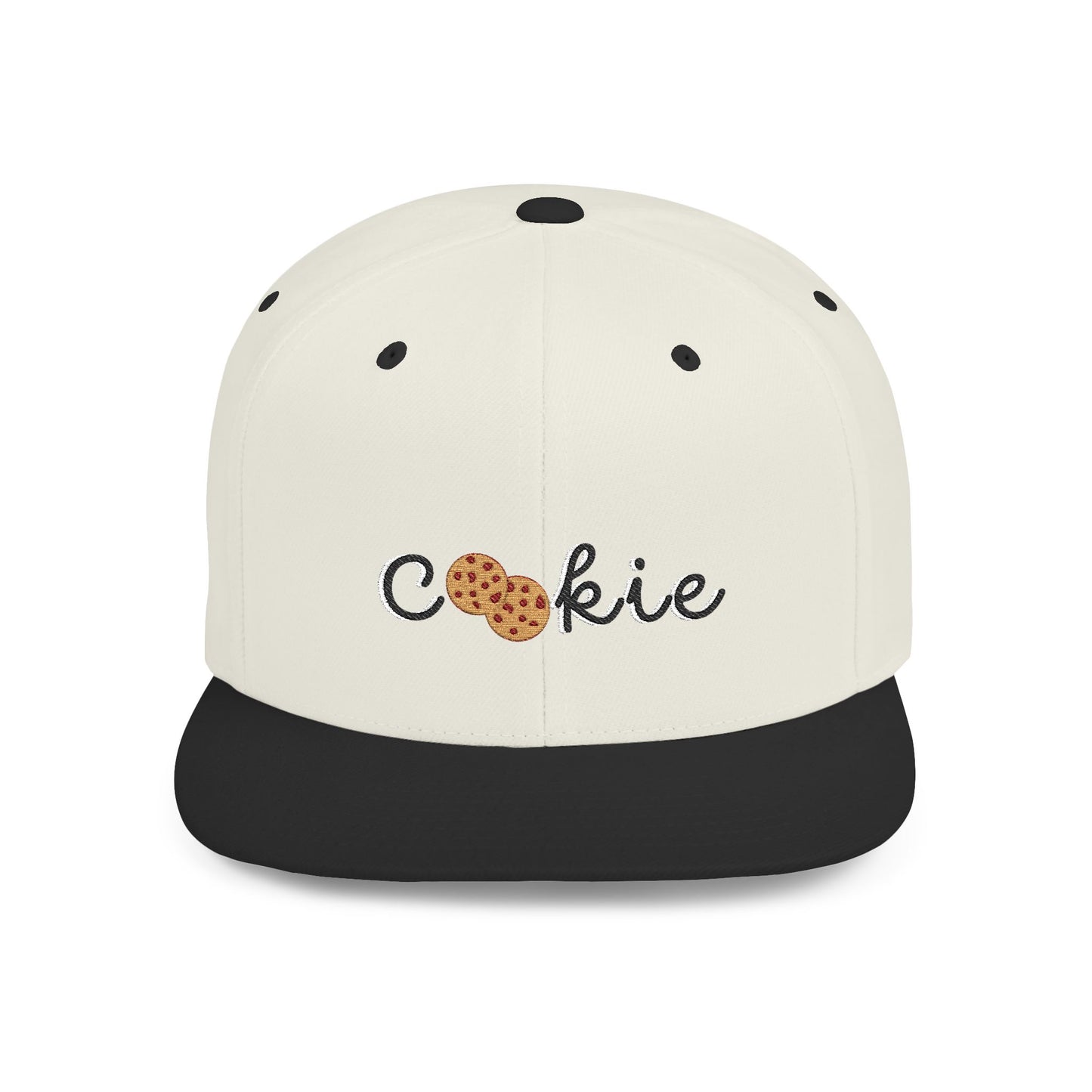 Trendy Cookie Flat Bill Snapback Cap – Adjustable, stylish hat for cookie lovers. Perfect gift for adults, birthdays, holidays, and streetwear fashion.