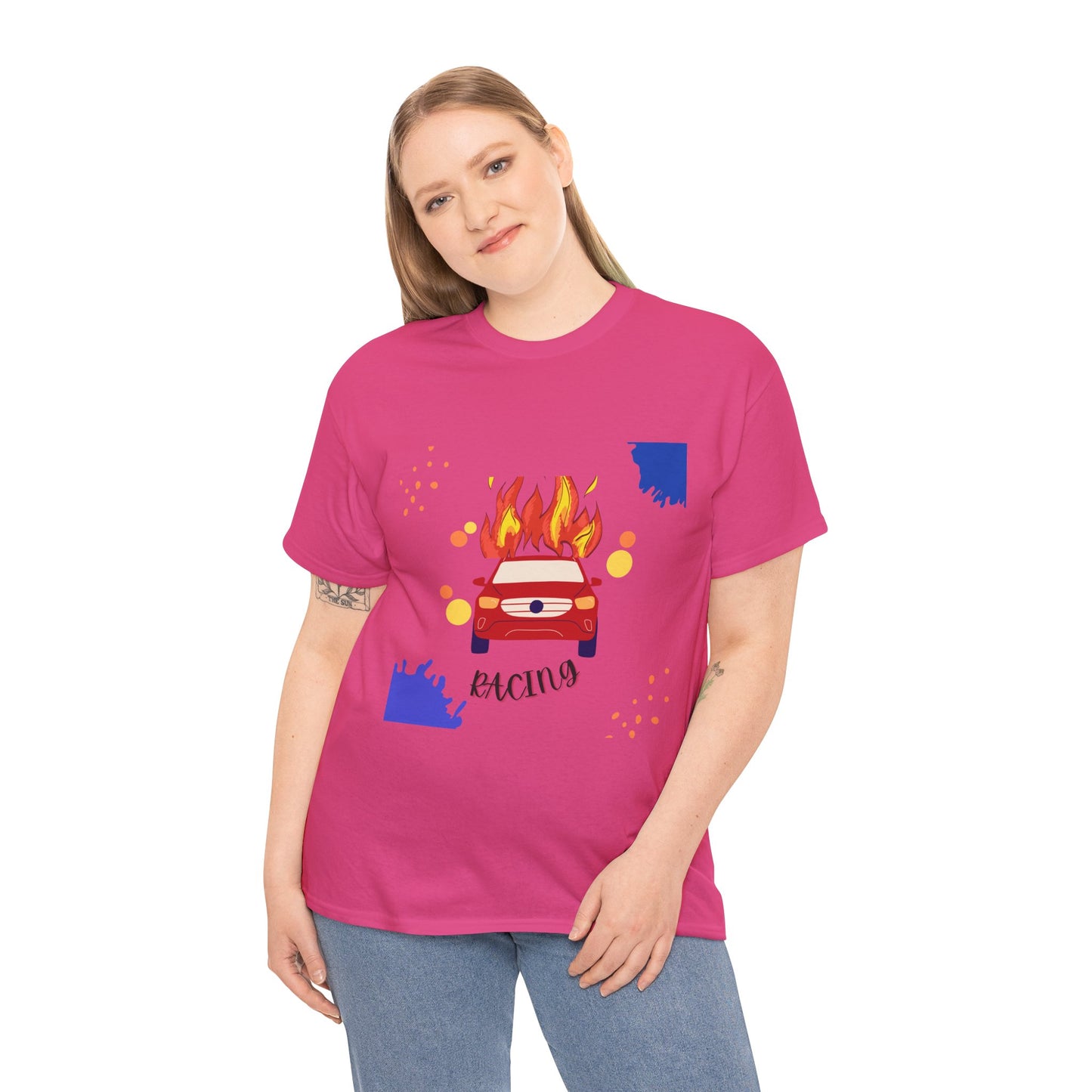 Unisex Racing Graphic T-Shirt – Heavy Cotton Car Racing Tee for Men & Women, Casual Motorsport Fan Shirt, Short Sleeve Top, Sizes S-5XL