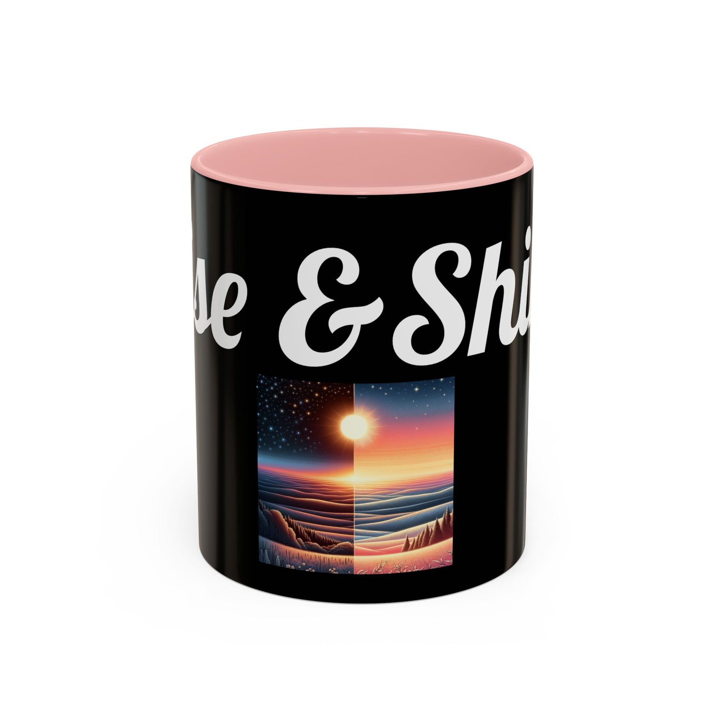 Rise & Shine Accent Coffee Mug - Motivational Black Mug for Morning Boost