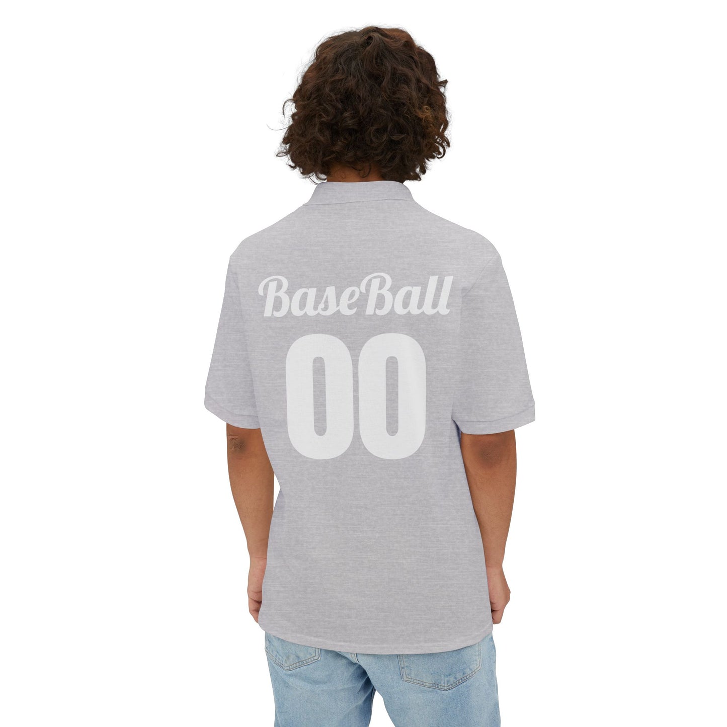 Men's Baseball Polo - Graphic Bat and Ball Design